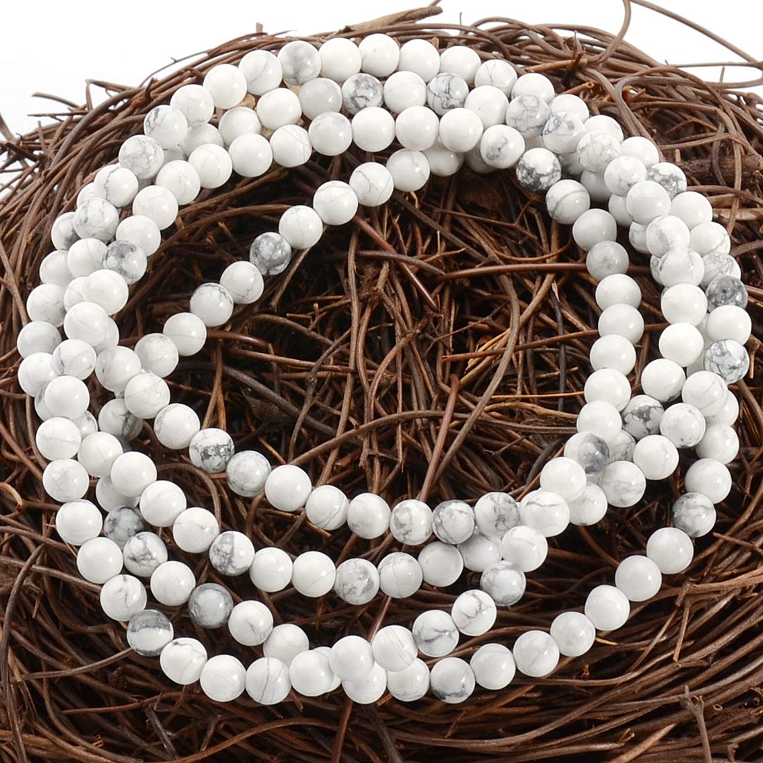 MASSIVE BEADS Howlite - Stone of Good Sleep - Handmade Yoga Stretch Elastic Bracelet Natural Stone Crystal Healing Power Energy Gifts for Unisex Adult 4mm