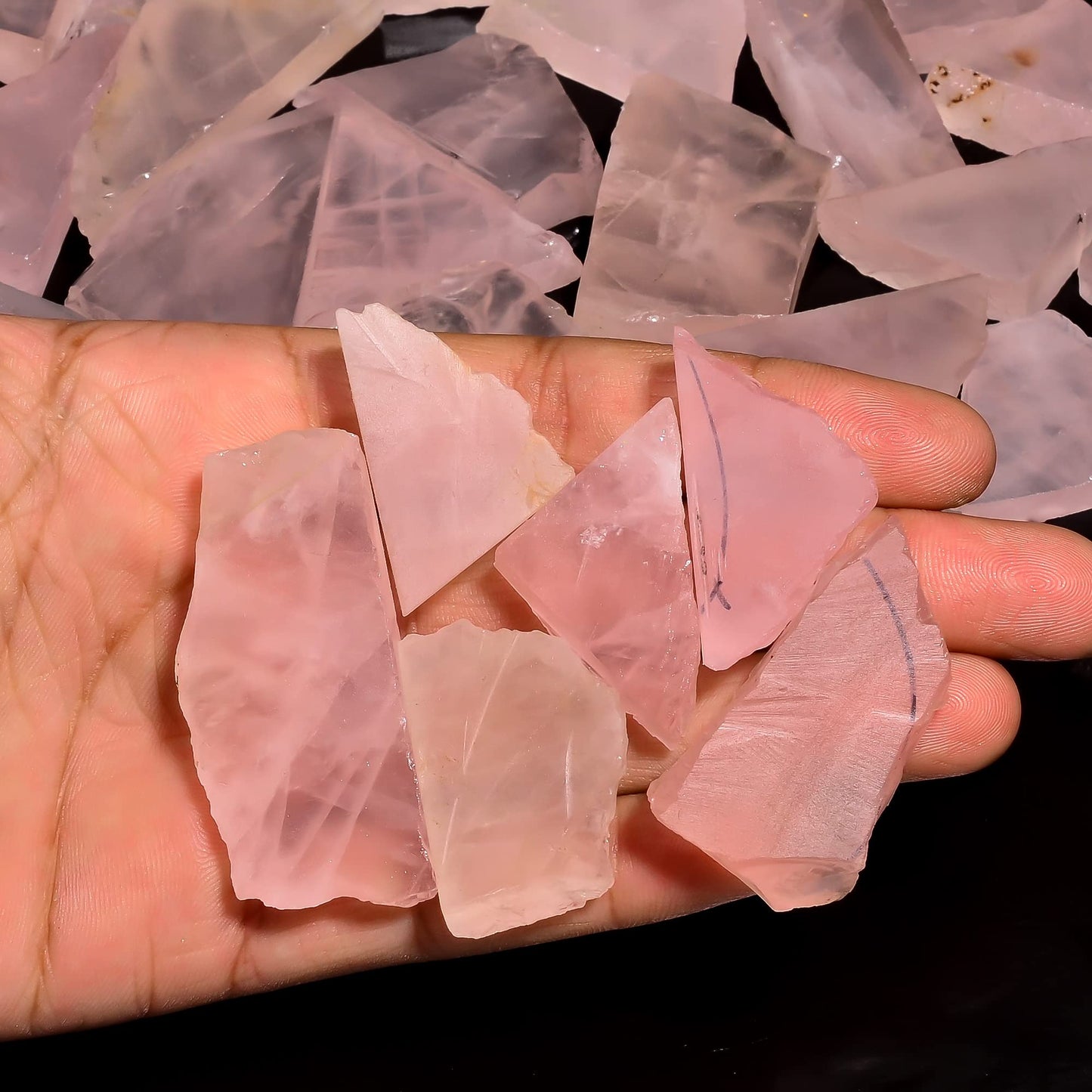 Natural Rose Quartz Raw Slice Gemstone- Healing Crystals for DIY Jewelry Making -Loose Natural Cabochon -Perfect for Crafting Unique Jewelry Designs (5 pcs, 25-35 mm)