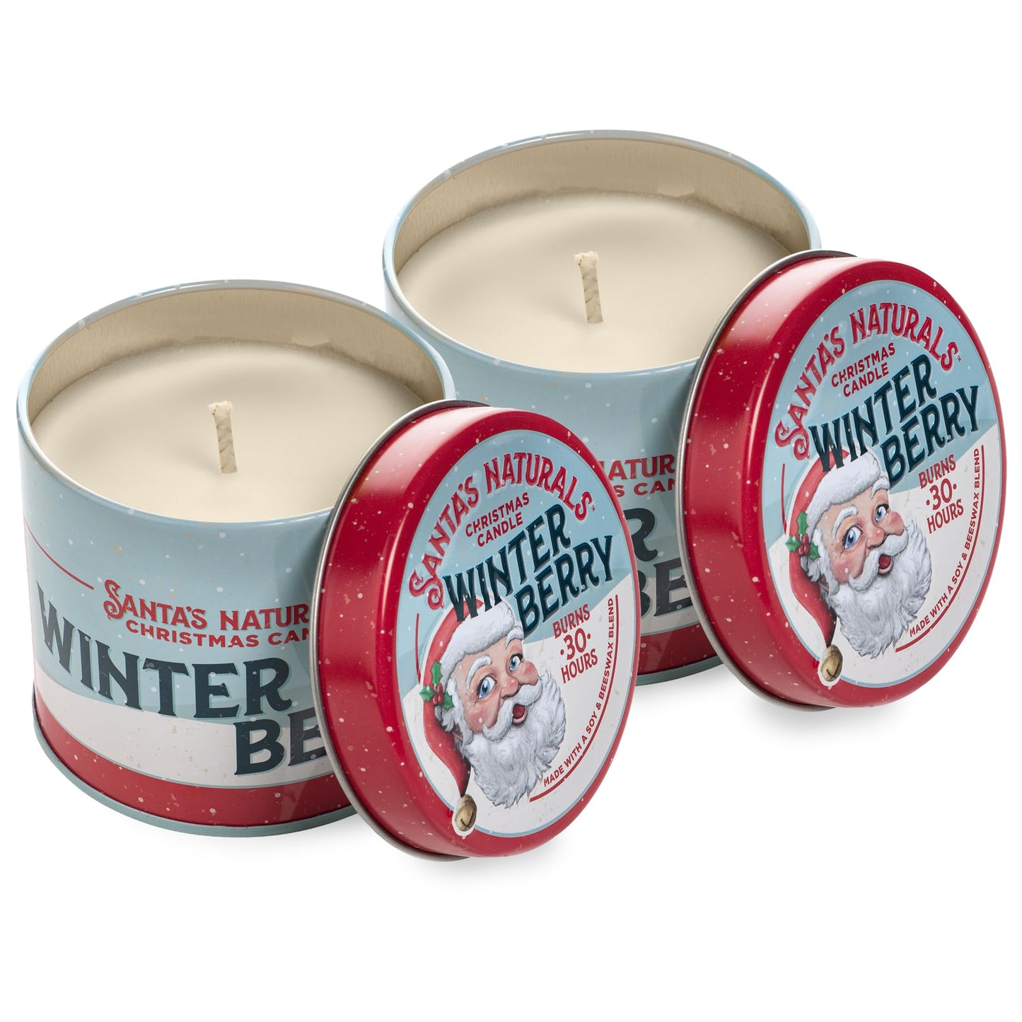 Santa's Naturals Winter Berry Christmas Candles for Holidays & Gifts, Cinnamon & Spice Scent, Soy & Beeswax Blend, 30+Hour Burn, 9 oz, 2-Pack