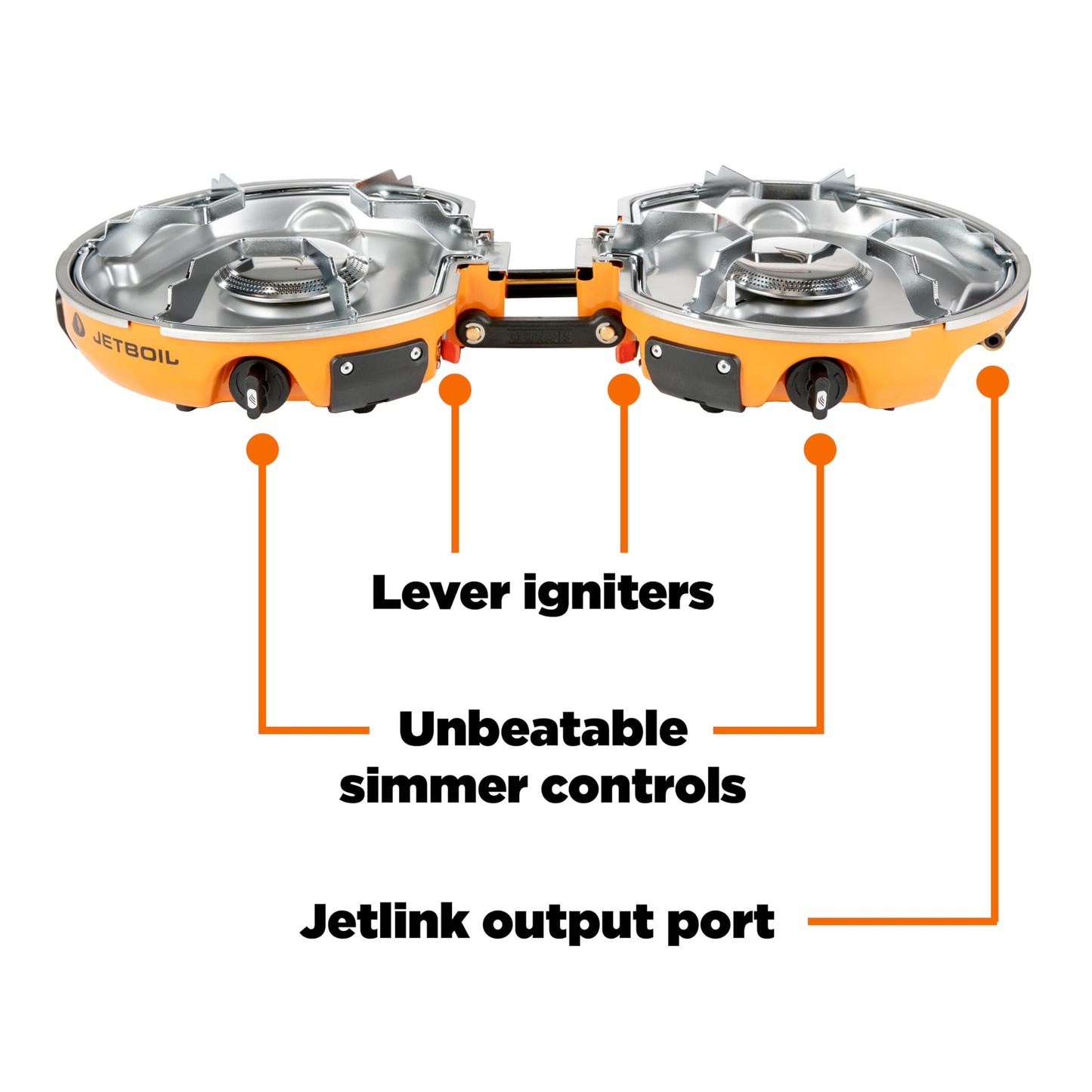 Jetboil Genesis Basecamp Camping and Overlanding Stove Cooking System with Camping Cookware Orange