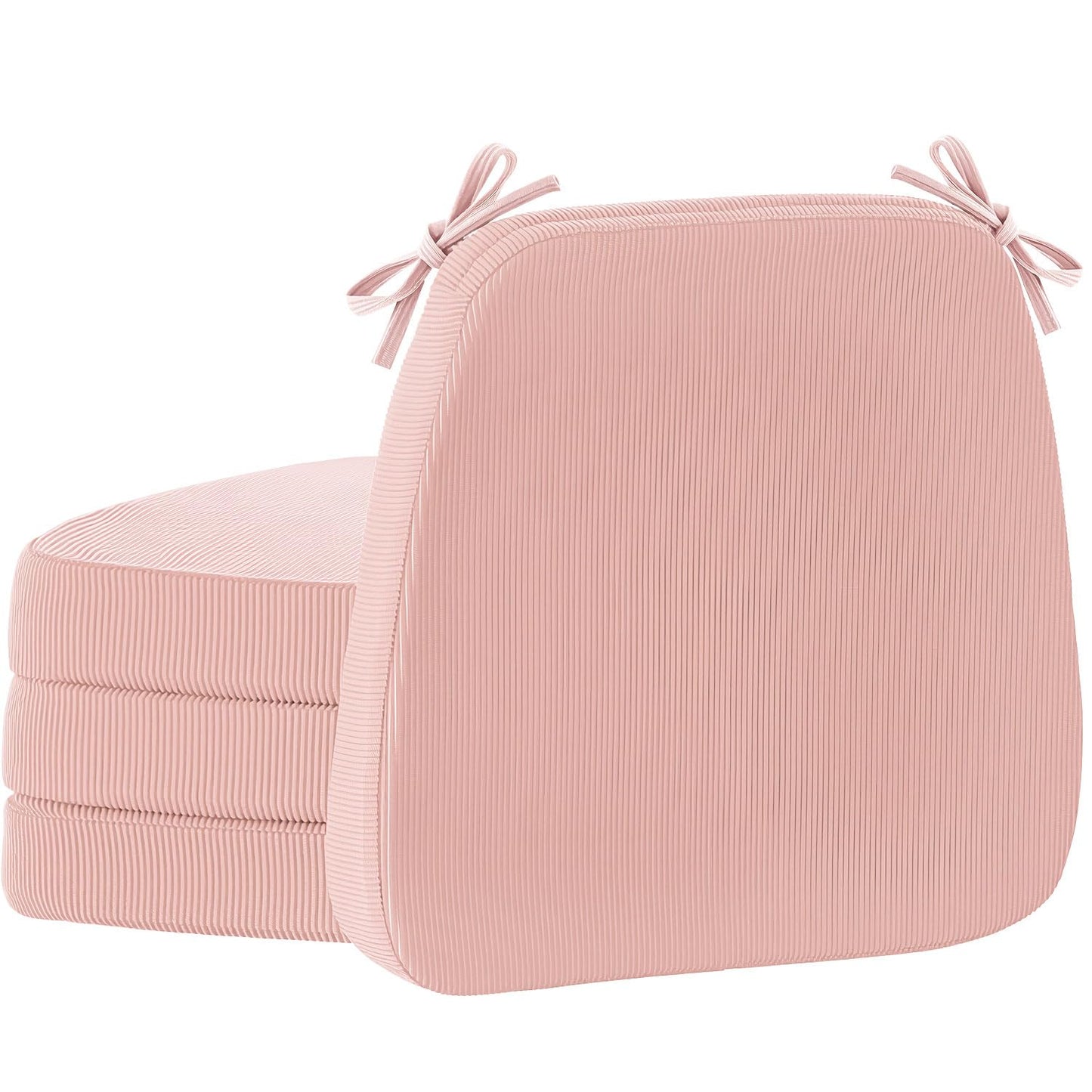 Nobildonna 2'' Thick High-Density Foam Indoor Chair Cushions | Dining Chair Pads with Ties, Removable Washable Cover, Kitchen Chair Cushions 17"x16", Pink 4 Pack