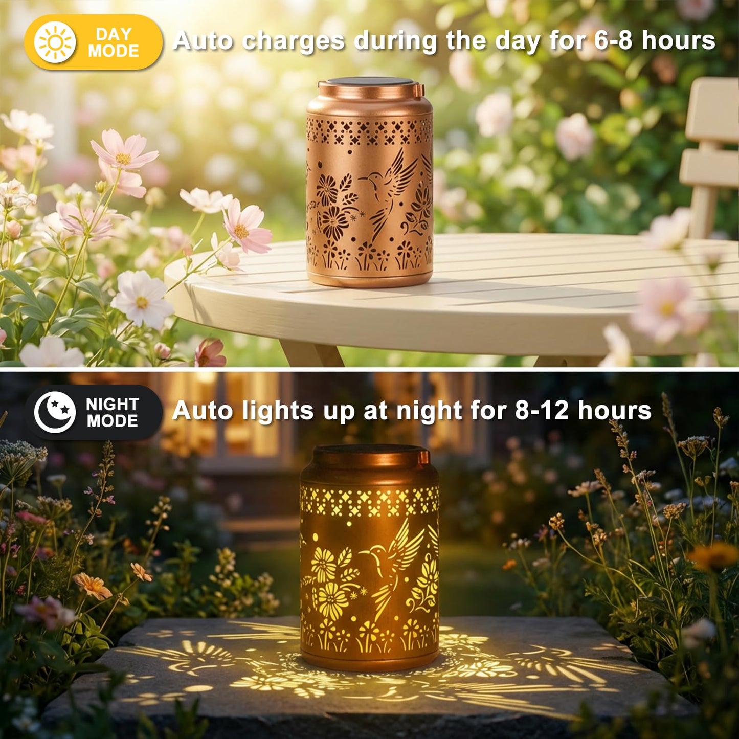 Mothers Day Gifts for Mom, Hummingbird Solar Lanterns Outdoor Waterproof - Birthday Gifts for Women, Hanging Solar Lantern for Yard, Patio, Porch, Garden Decor