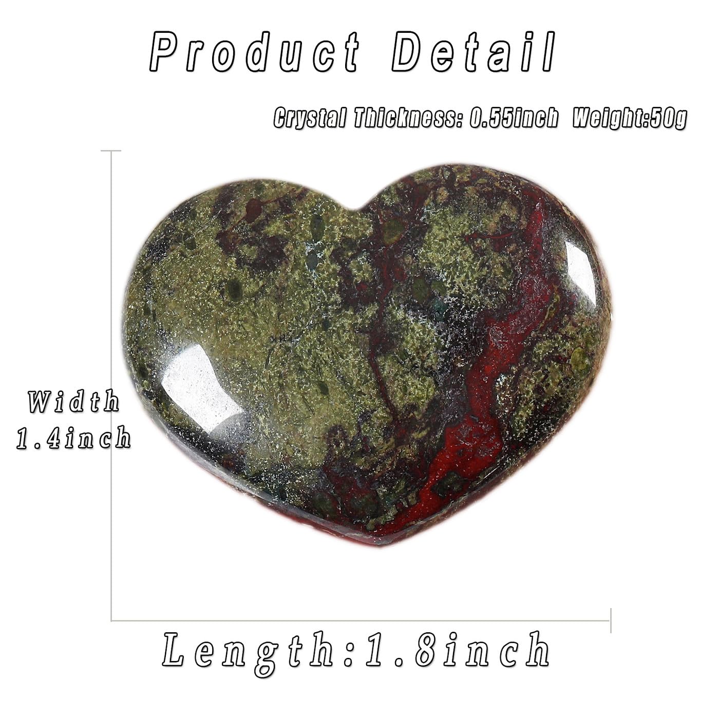 MAIBAOTA 45 mm Bloodstone Crystals Stones Heart Love Crystal Valentines Gifts for Herfriend Wife Palm Stone Reiki Crystal Gemstone Worry Stones for Anxiety