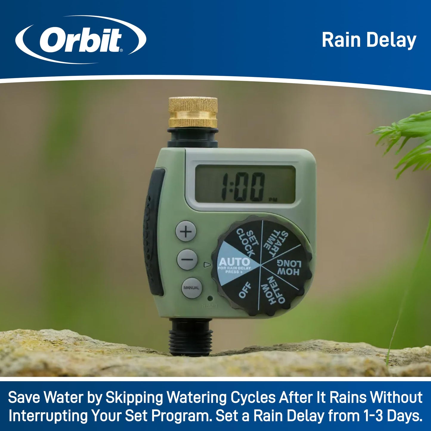 Orbit One Outlet Single-Dial Hose Faucet Timer - Easy Programmable - For Garden Watering System - LCD Hose Timer with Adjustable Watering Schedule - 62056
