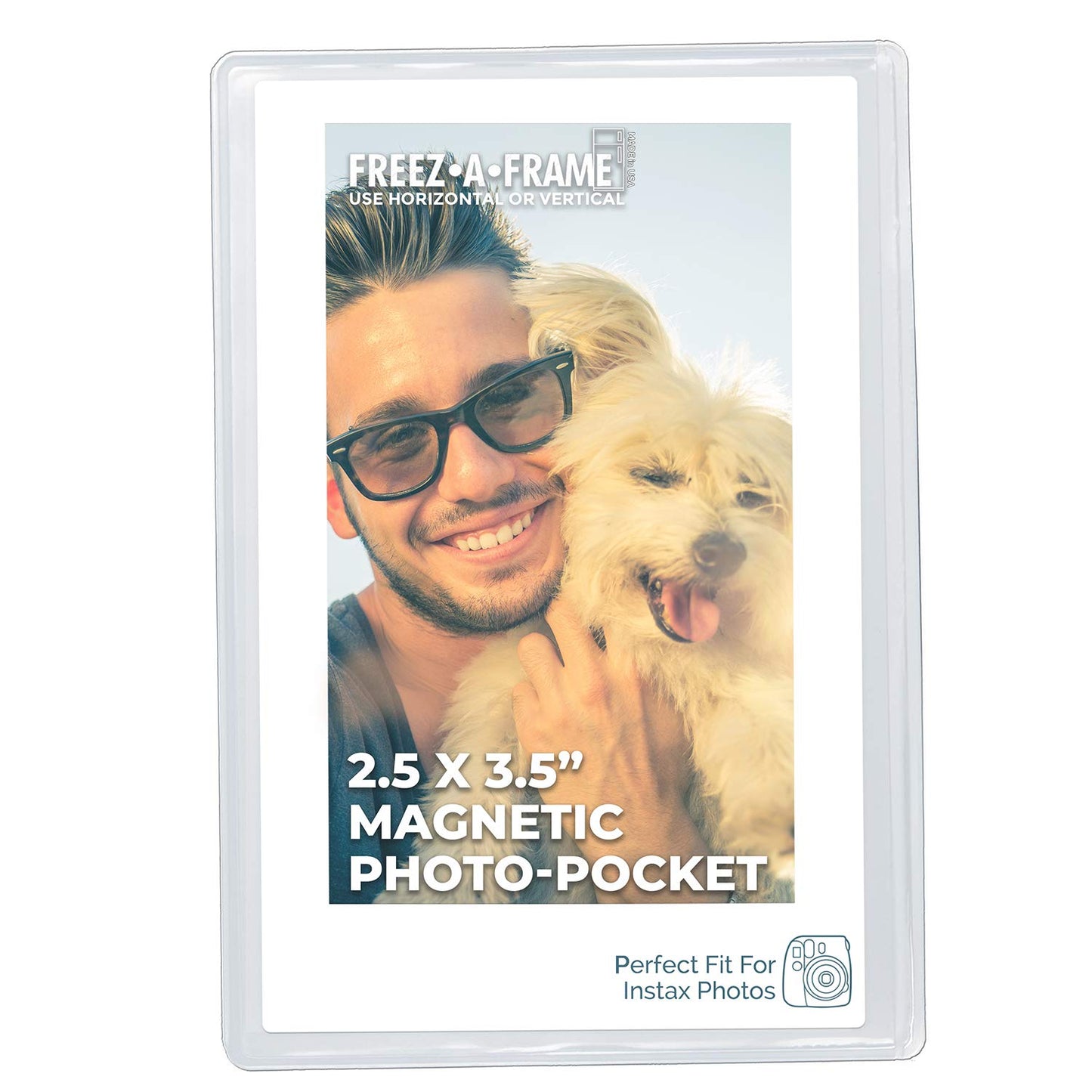 Freez-A-Frame Clear Magnetic Picture Frames For Refrigerator School Locker, or any Magnetic Surface 16 Pack Holds (2) 5 x 7 (4) 4 x 6 (10) 2.5 x 3.5 Exclusive Photo Pockets