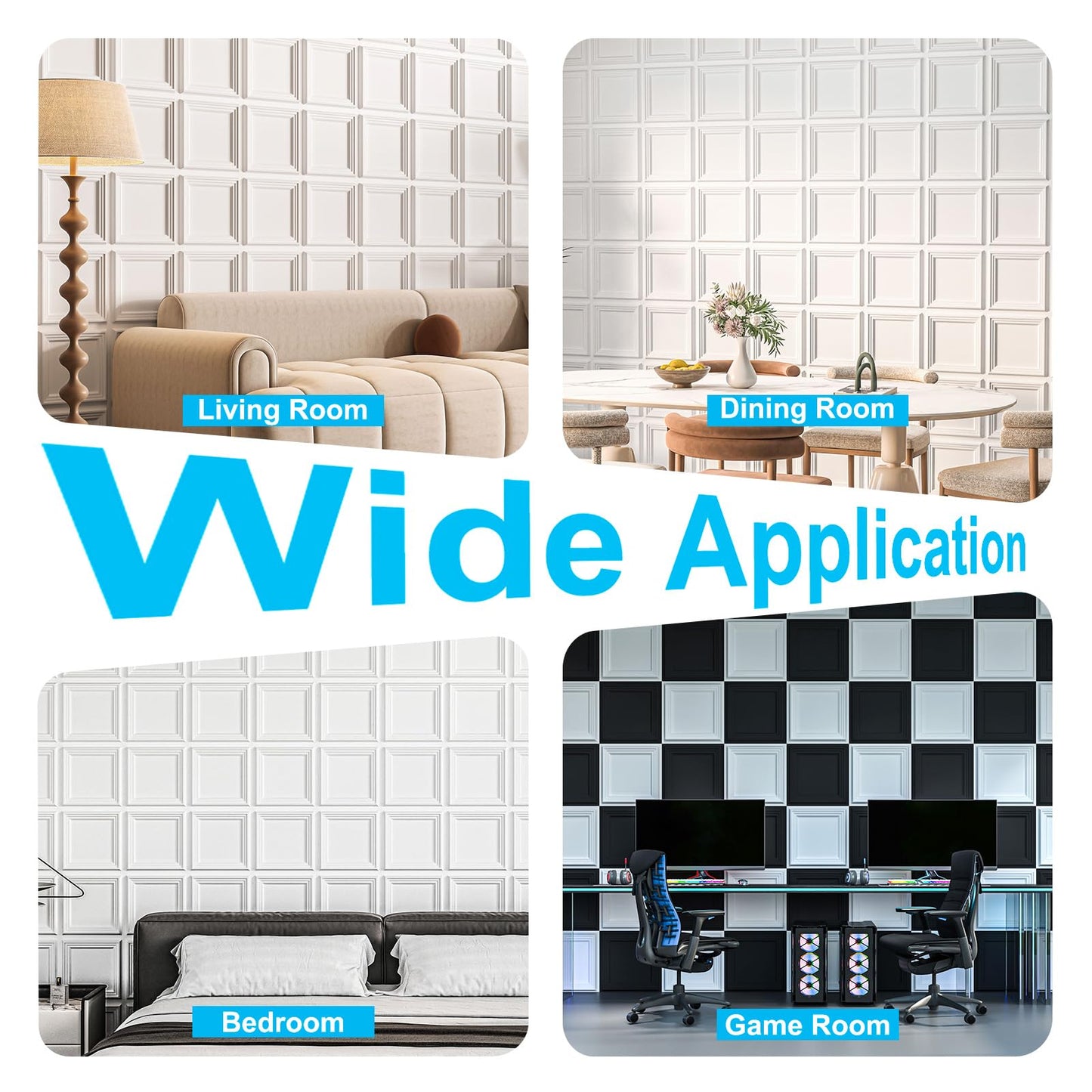 Art3d 33-Pack 3D Textured Accent Wall Panel for Interior Décor, Waterproof PVC Decorative Wall Paneling for Living Room Bedroom Gaming Room Office, 11.8"x11.8" Cover 32.Sq.Ft., White