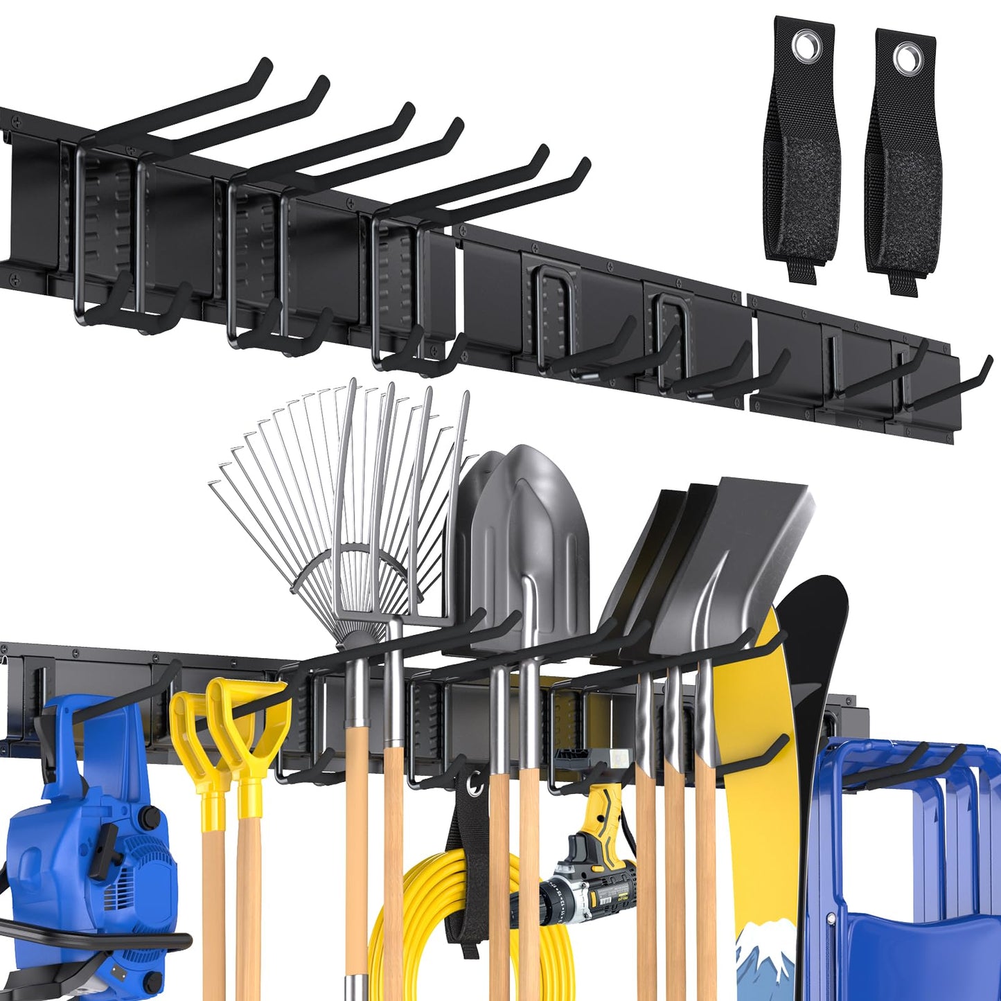 GBEER Garage Storage, Wall Mount Tool Storage Rack, 48 Inch Heavy-Duty Garage Organization Hook Set with Adjustable Rails, Tool Organizers and Storage Broom Holder Wall Mount, Gifts for Men