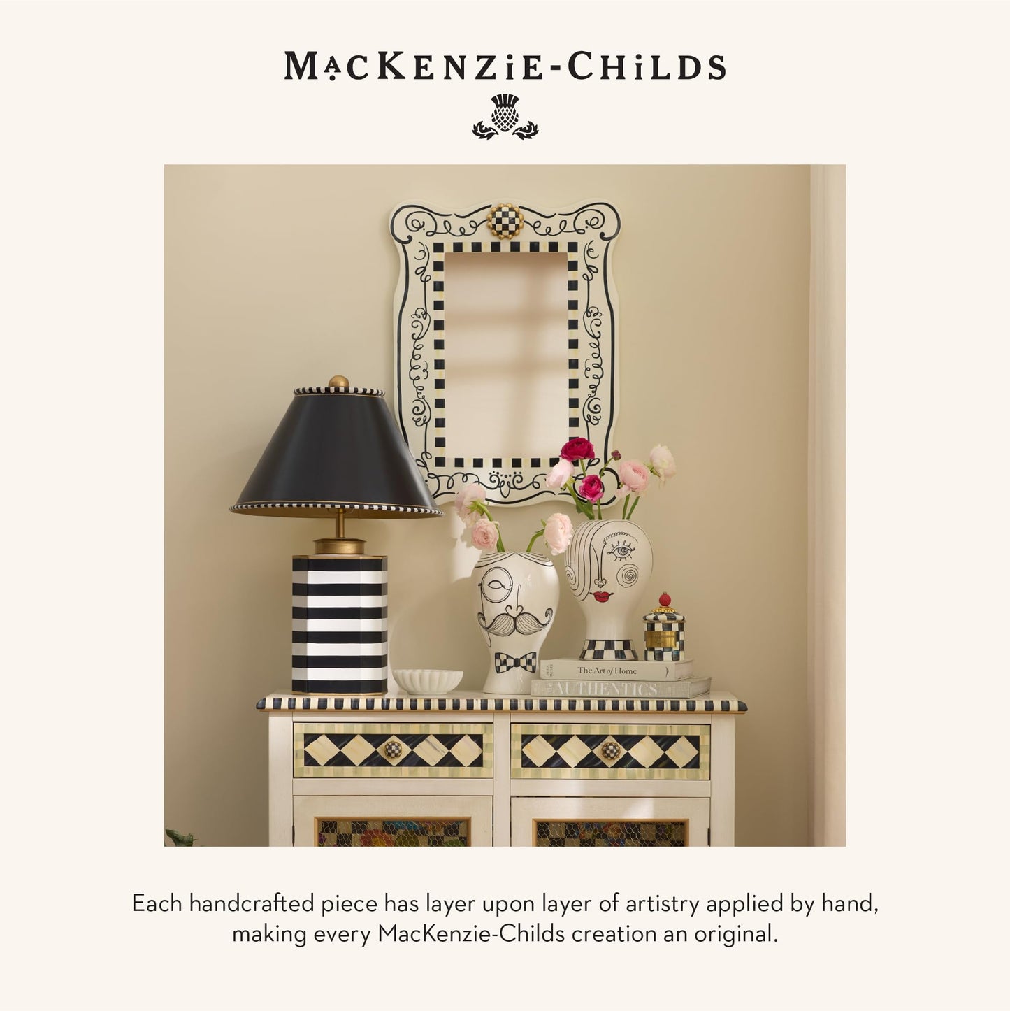 MACKENZIE-CHILDS Doodles Desk Clock, Decorative Tabletop Clock for Home or Office