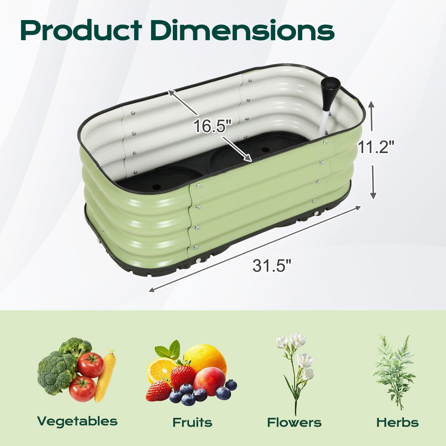 COWVIE Galvanized Raised Garden Bed Kit with Self Watering System, Metal Outdoor Planter Garden Boxes with Drainage Plugs for Vegetables, Herbs, Flowers