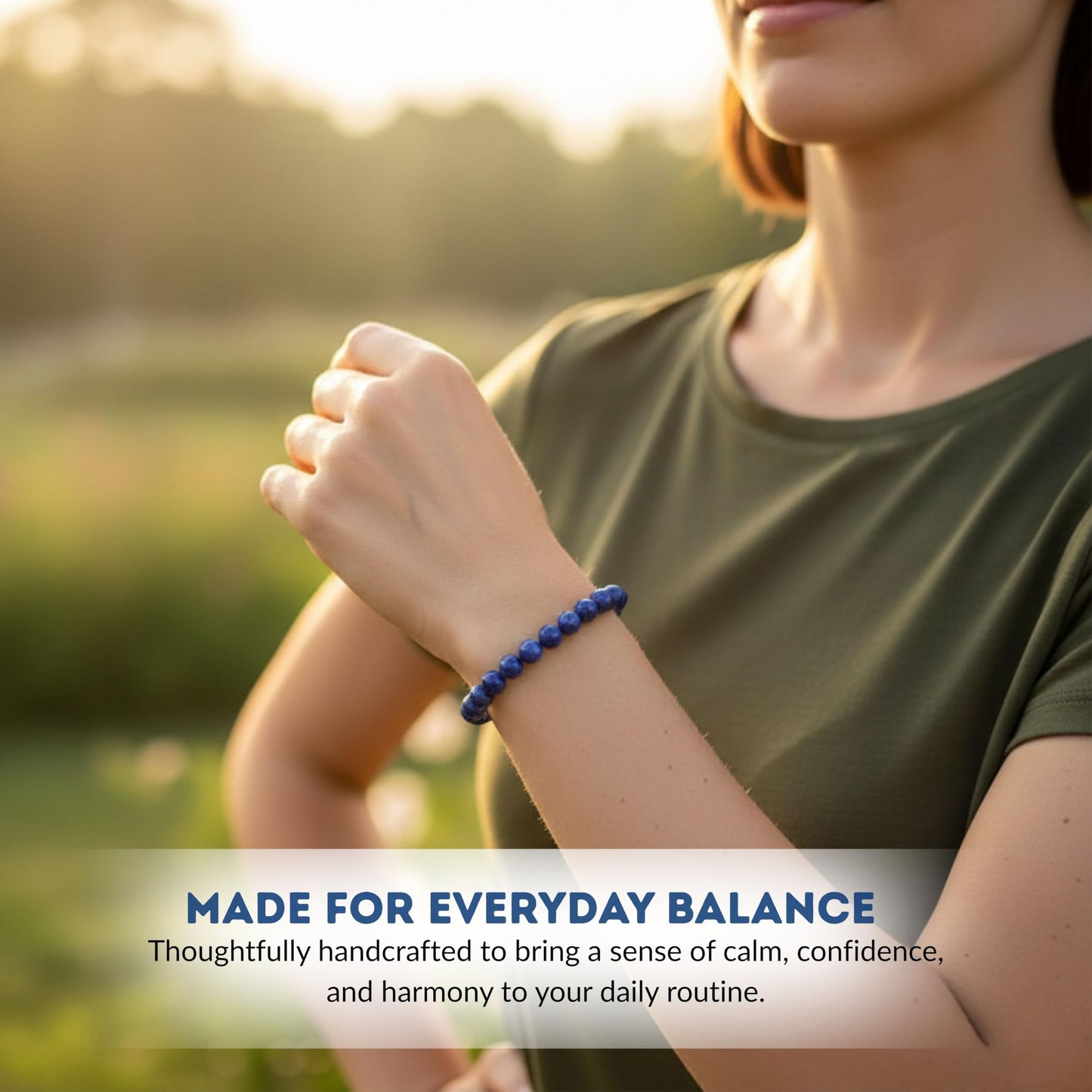 Cherry Tree Collection Lapis Bracelet – Genuine Blue Lapis Lazuli Beaded Bracelet, Handmade 8mm Stone Bracelet for Men & Women, Healing & Positive Energy, Sizes S/M/L, Gift Ready (Small)
