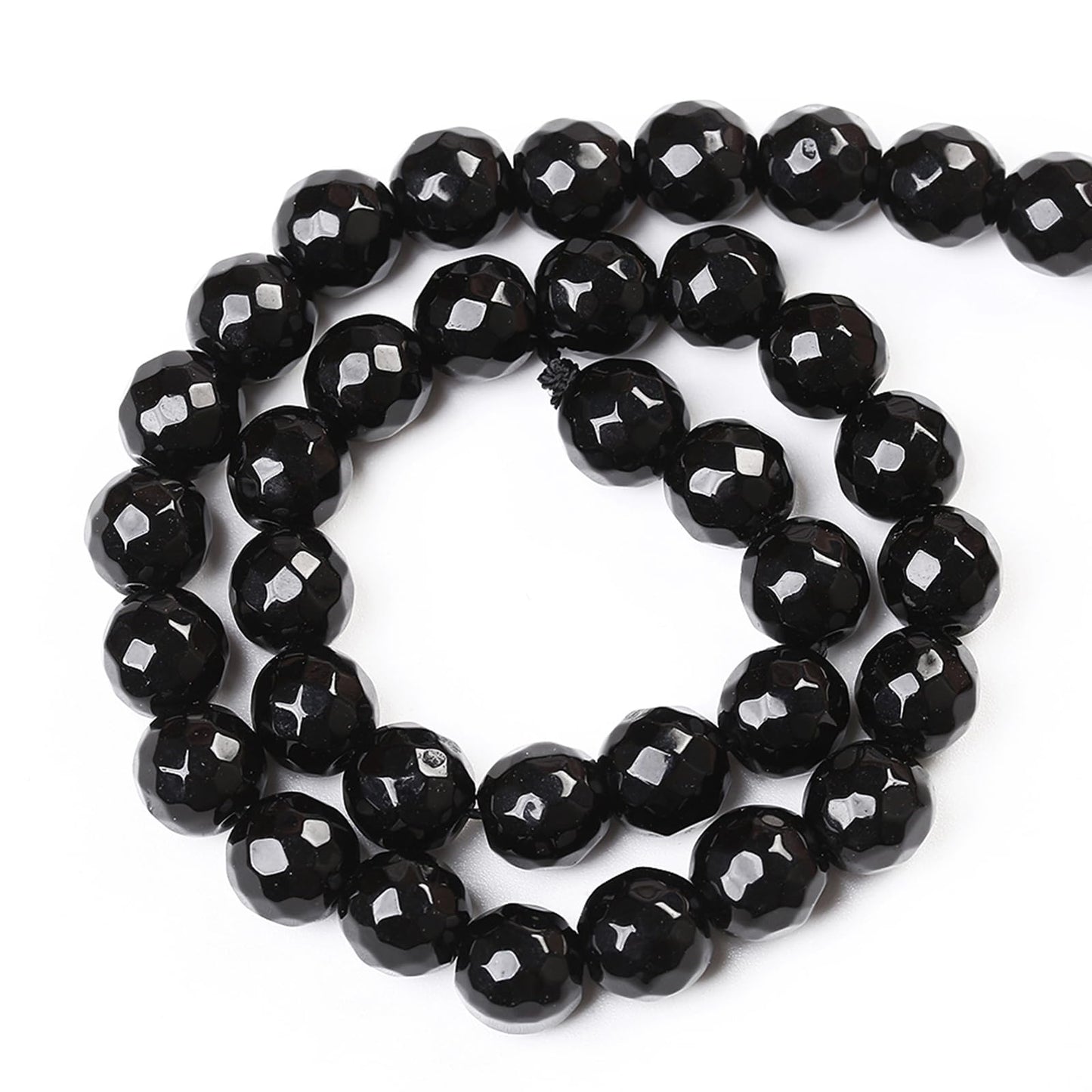 36pcs 10mm Natural Faceted Black Agate Stone Beads for Jewelry Making Energy Healing Beads DIY Bracelet Necklace Accessories 15" (10mm, Faceted Black Agate)