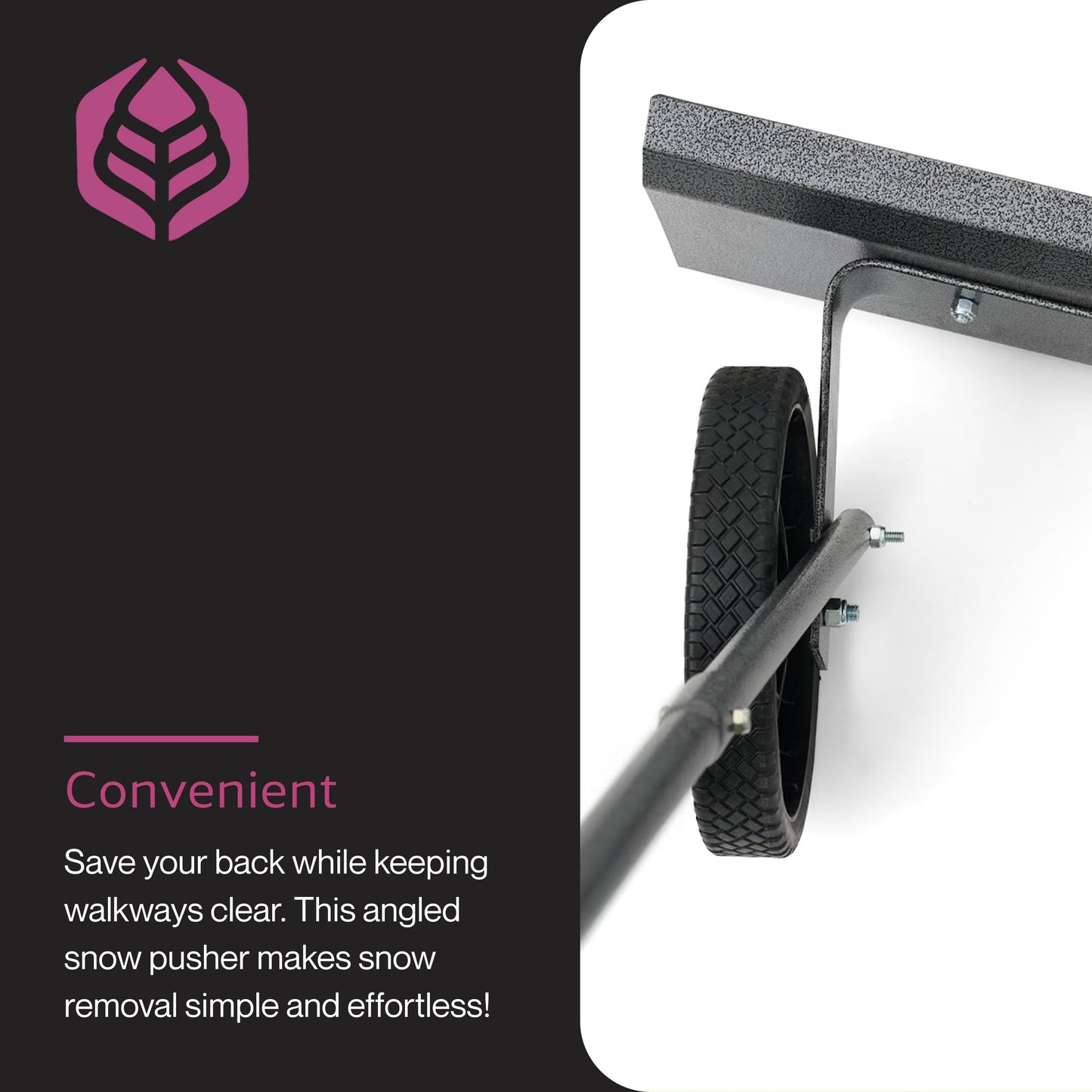 Yard Butler IRSPP-24 Snowplow Rolling Push Shovel - No-Bend Shovel for Easy Snow Clearing - Ergonomic Design - Two-Handed Cushioned Grips - Powder-Coated Steel Construction - Simple Assembly