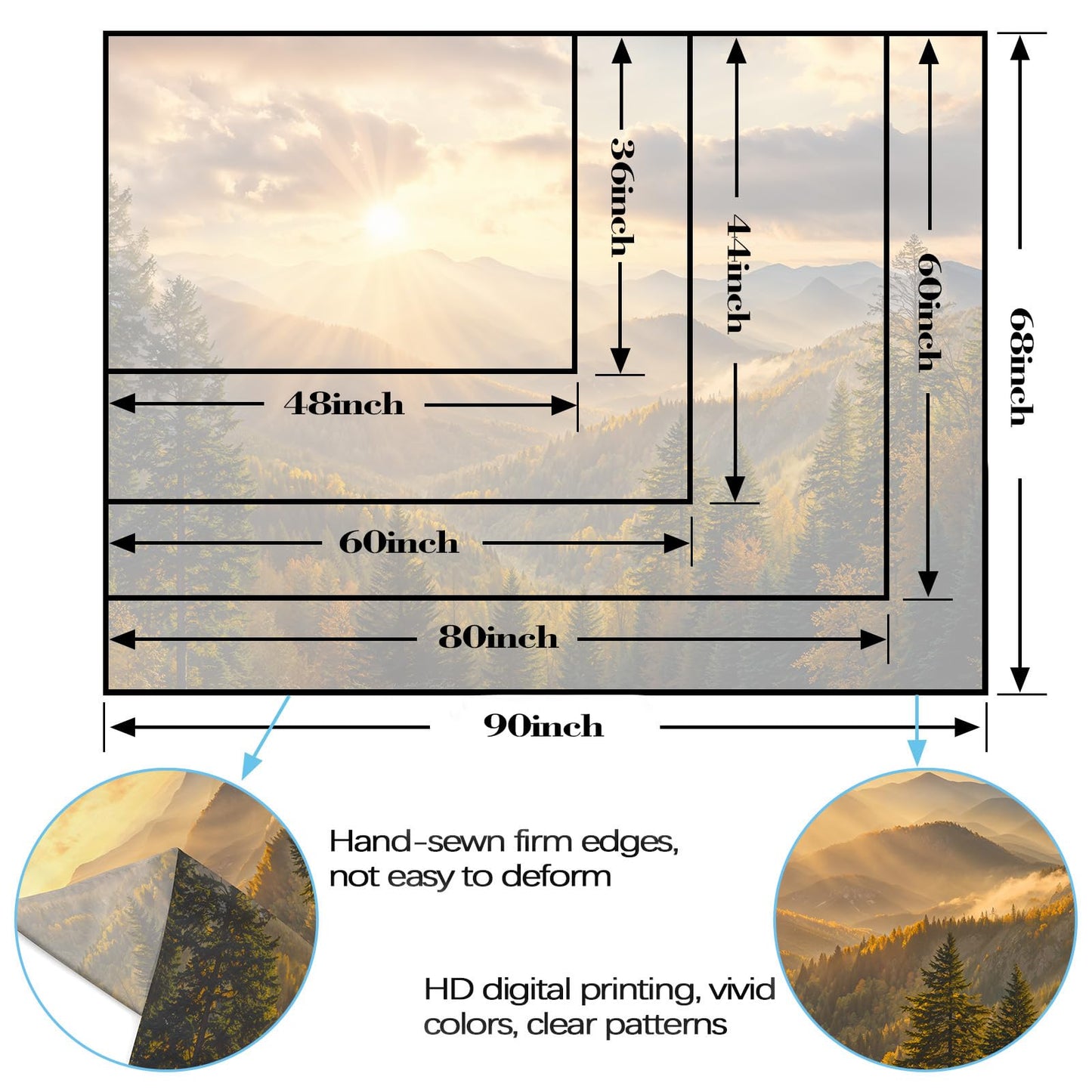 kampdream Landscape Tapestry, Scenery Art Wall Tapestries, Nature Wall Decor for Bedroom Living Room Backdrop Warm Sunset Mountain 36×48 inches