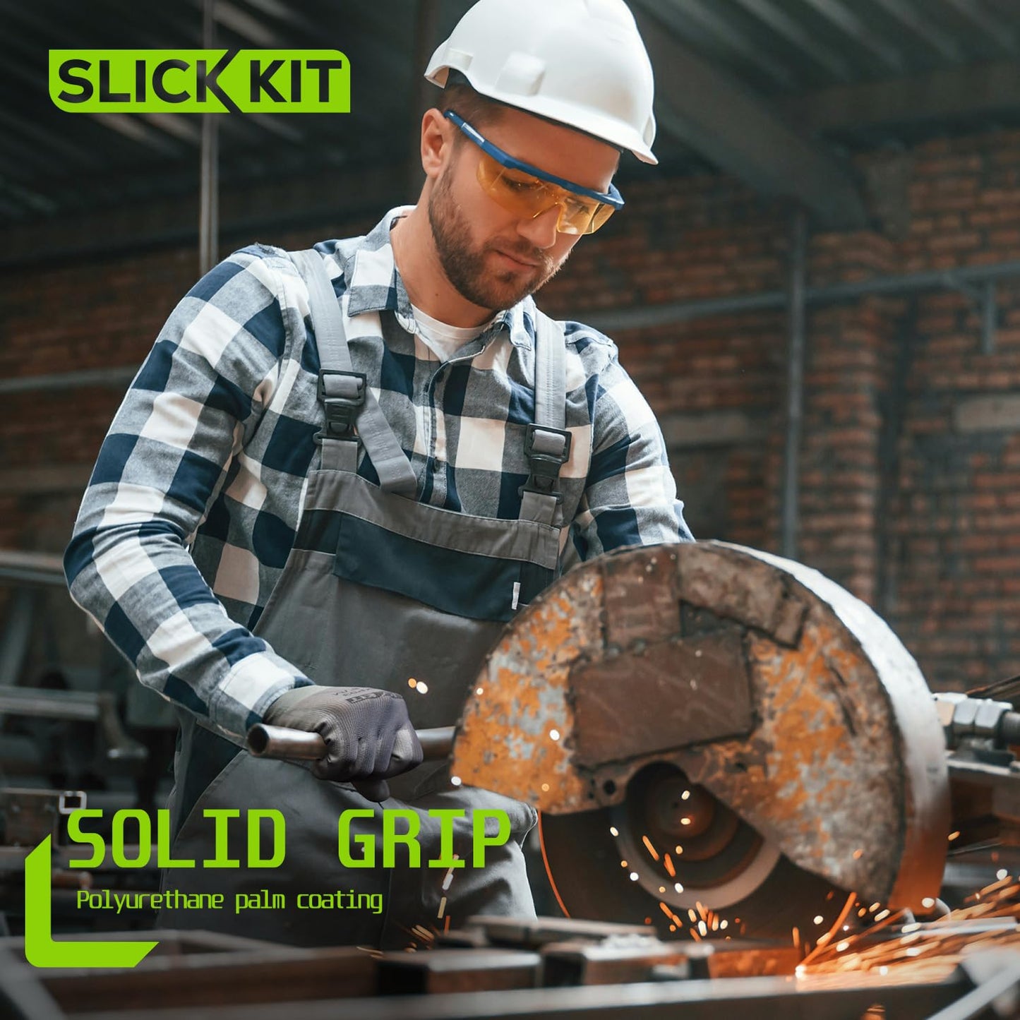 SLICK KIT Work Gloves PU Coated, for Men and Women, Ideal for General Duty Work, 12 Pairs, Grey (Extra Large/10)