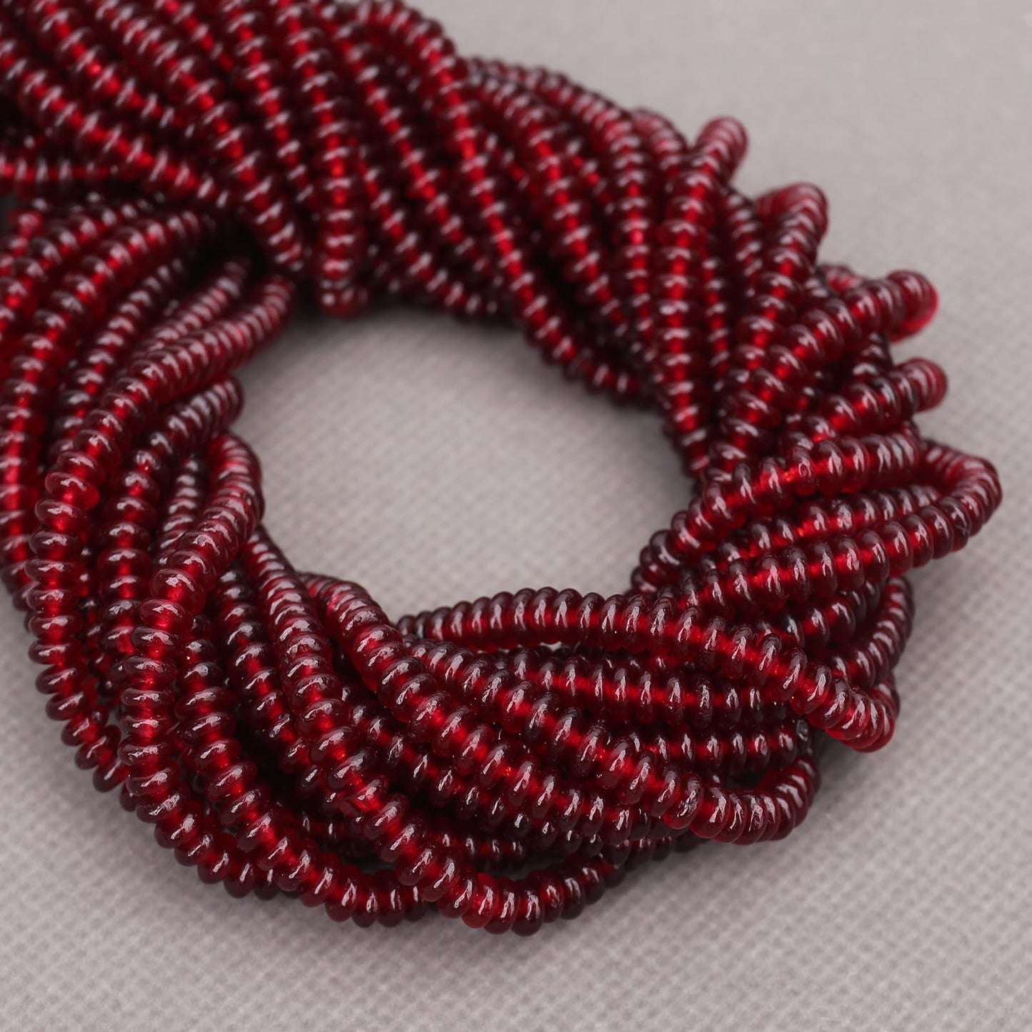 BONNY BOXX 1 Strand (150PCs) Natural 2 * 4mm Garnet Jade Rondelle Beads, Natural Abacus Disk Stone Beads Loose Spacer Gemstone for DIY Bracelet Necklace Jewelry Making
