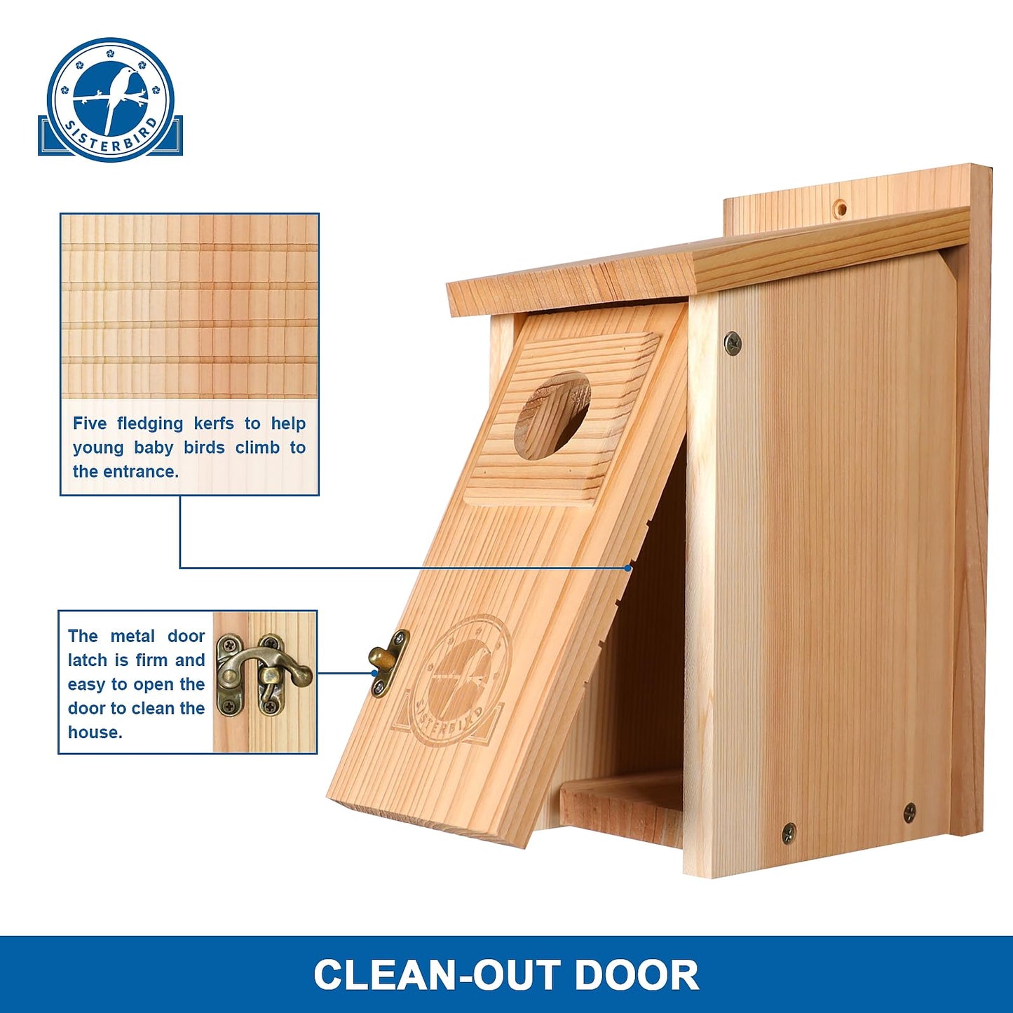 SISTERBIRD Bluebird Houses for Outside, Blue Bird Houses for Outdoors, Premium Bird House, Pack of 2 Bluebird House, Wooden Birdhouses Kits for Adults for Durable Yard Decor