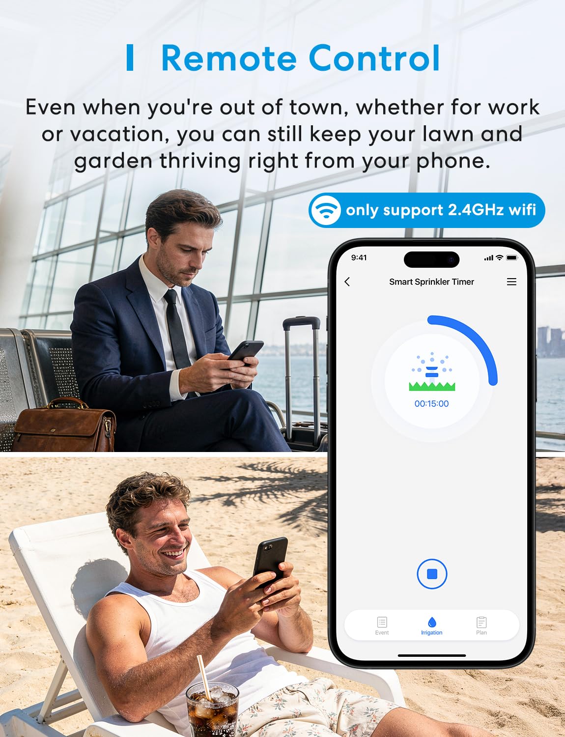 meross WiFi Water Timer for Garden Hose, Smart Hose Timer with Brass Inlet & Outet, WiFi Sprinkler Valve Work with Alexa & Google Assistant, Smart Rain Skip for Lawn, Garden & Yard