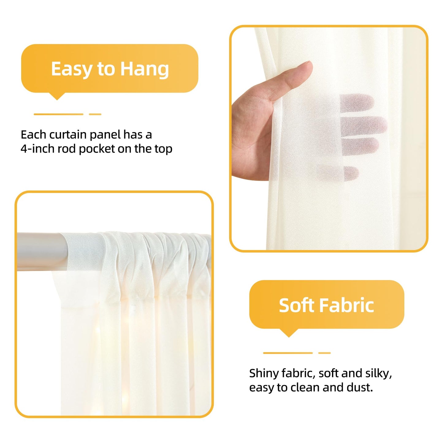 10x10ft Cream White Tulle Backdrop Curtains with Lights String for Parties,Wrinkle Free Sheer Curtain Wedding Photo Backdop Drapes for Baby Shower Birthday Party Photography Home Decorations