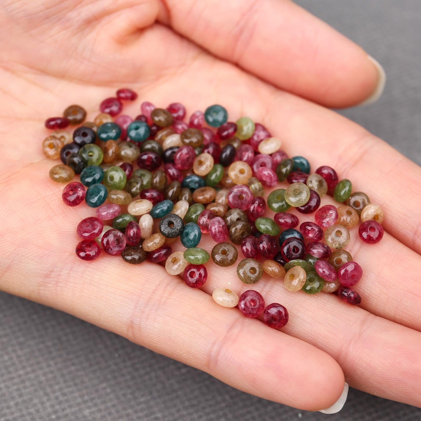 BONNY BOXX 1 Strand (150PCs) Natural 2 * 4mm Colorful Tourmaline Rondelle Beads, Natural Abacus Disk Stone Beads Loose Spacer Gemstone for DIY Bracelet Necklace Jewelry Making