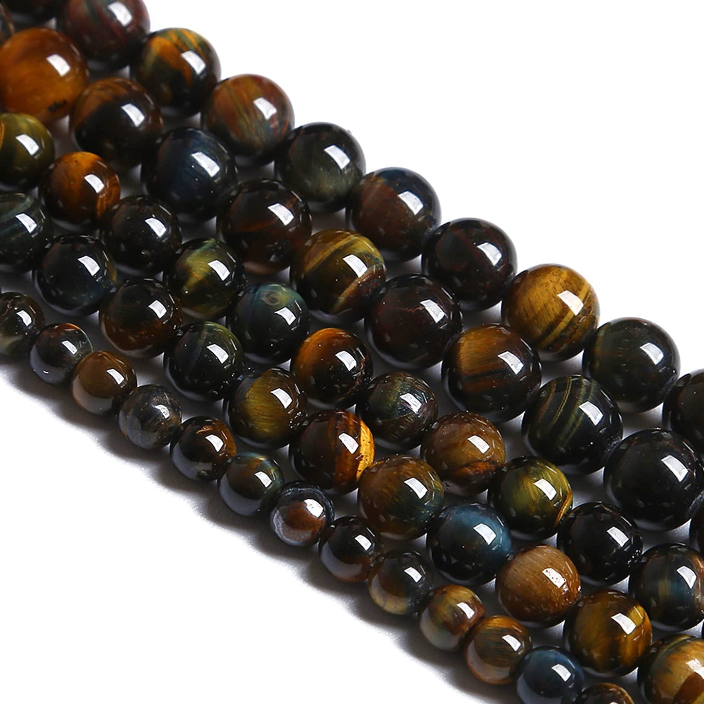 8MM 46PCS Natural Tiger Eye Beads Yellow Blue Stone Loose Beads for Jewelry Making DIY Bracelet Necklace