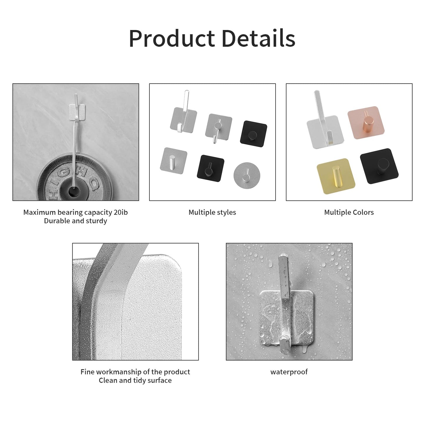 Paoli Heavy Duty Adhesive Wall Hooks (4, Emerald)