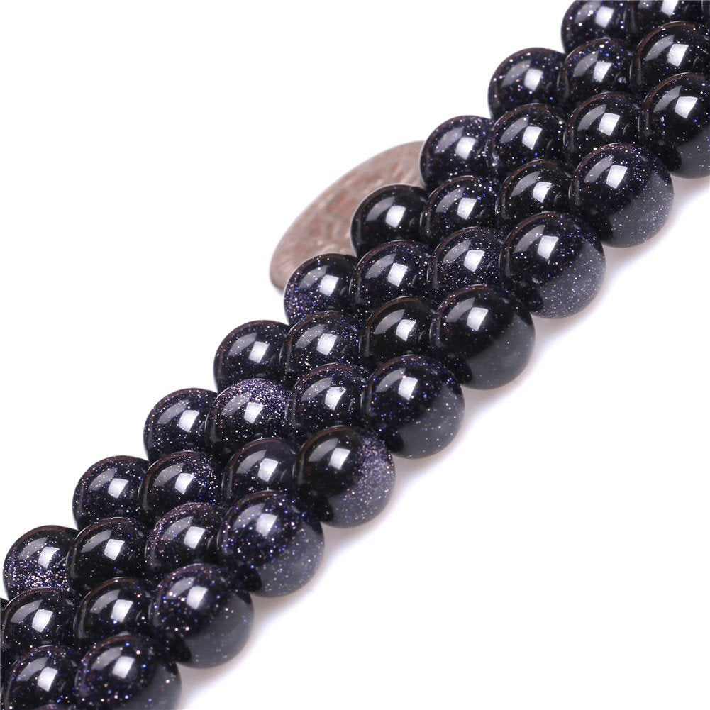 10mm Natural Blue Sandstone Beads Round Gemstone Loose Beads for Jewelry Making (36-38pcs/strand)