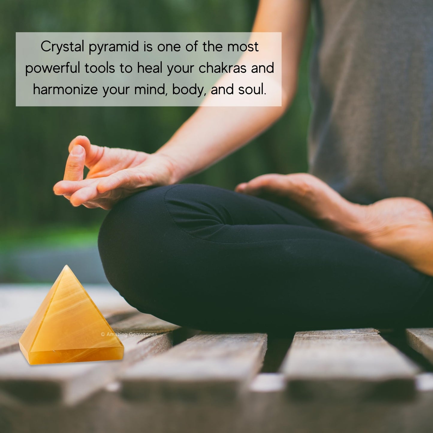Amazing Gemstone Yellow Calcite Pyramid Crystal Healing Stones - 2" Great Pyramid Figurine of Natural Stone Pyramid for Meditation, Reiki, Chakra Balancing and Crystal Pyramids Grid