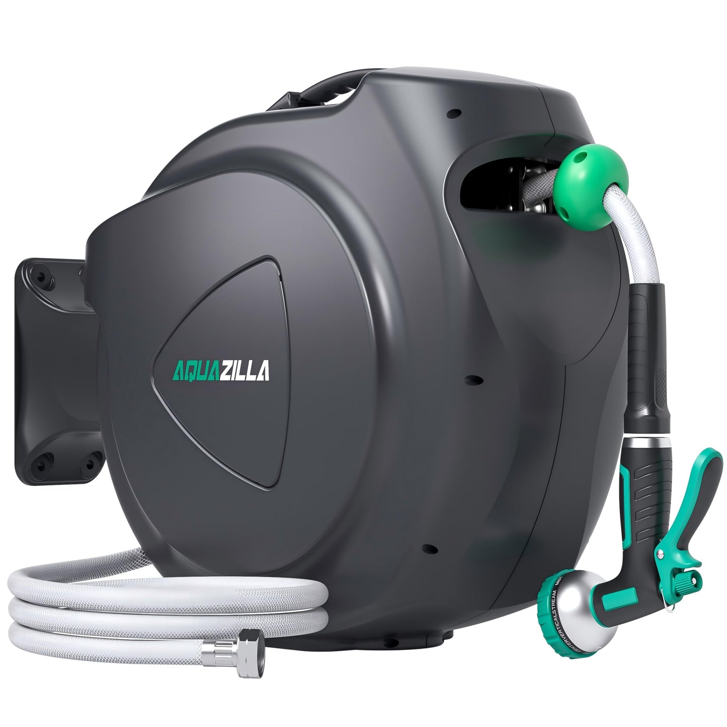 Retractable Garden Hose Reel - 1/2 in x 120 ft Automatic Wall Mount Heavy Duty Automatic Water Hose Reel with 9 Patterns Nozzle, Kink-Resistant Hose, 180° Swivel, Auto-Lock for Outdoor Watering