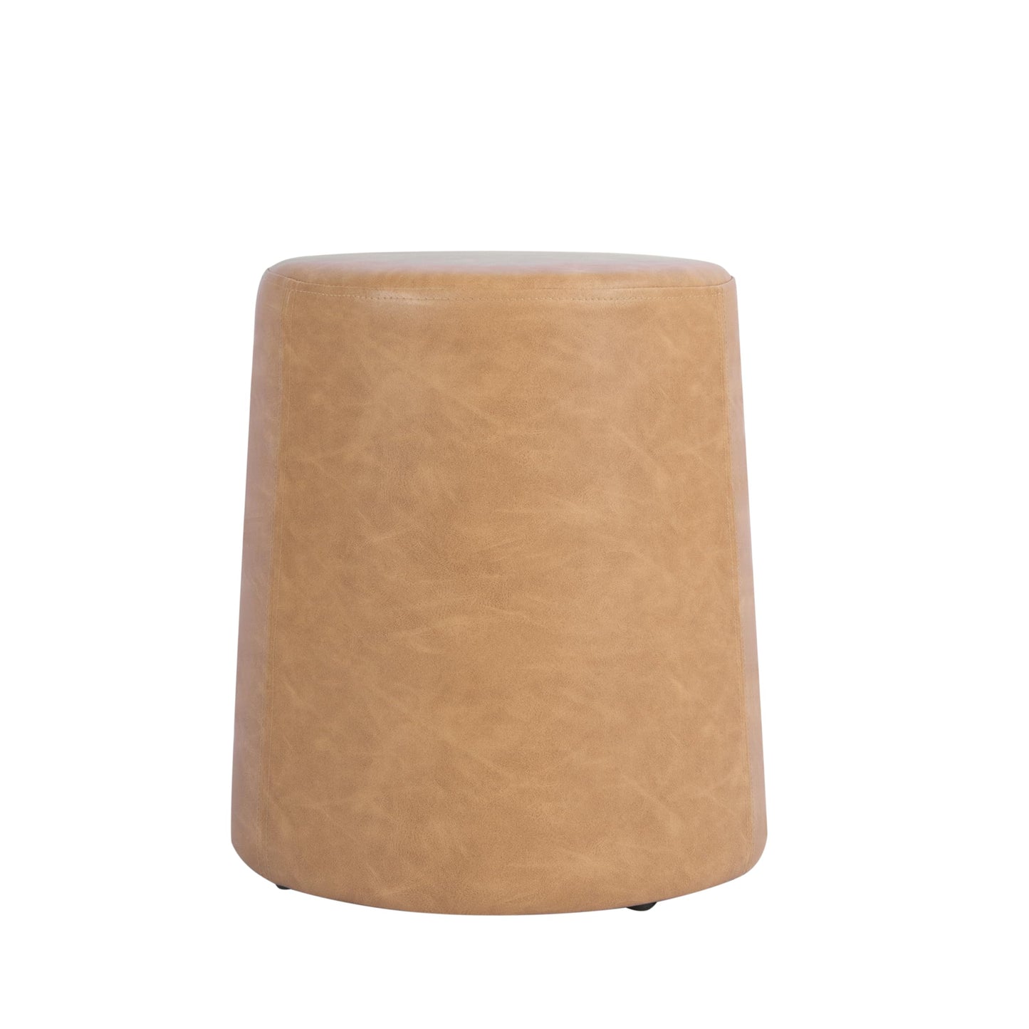 HomePop Faux Leather Organic ShapeOttoman (No Lid, Seat Only) | HomePop Home Décor | Round Pouf Foot Rest – Sand Faux Leather