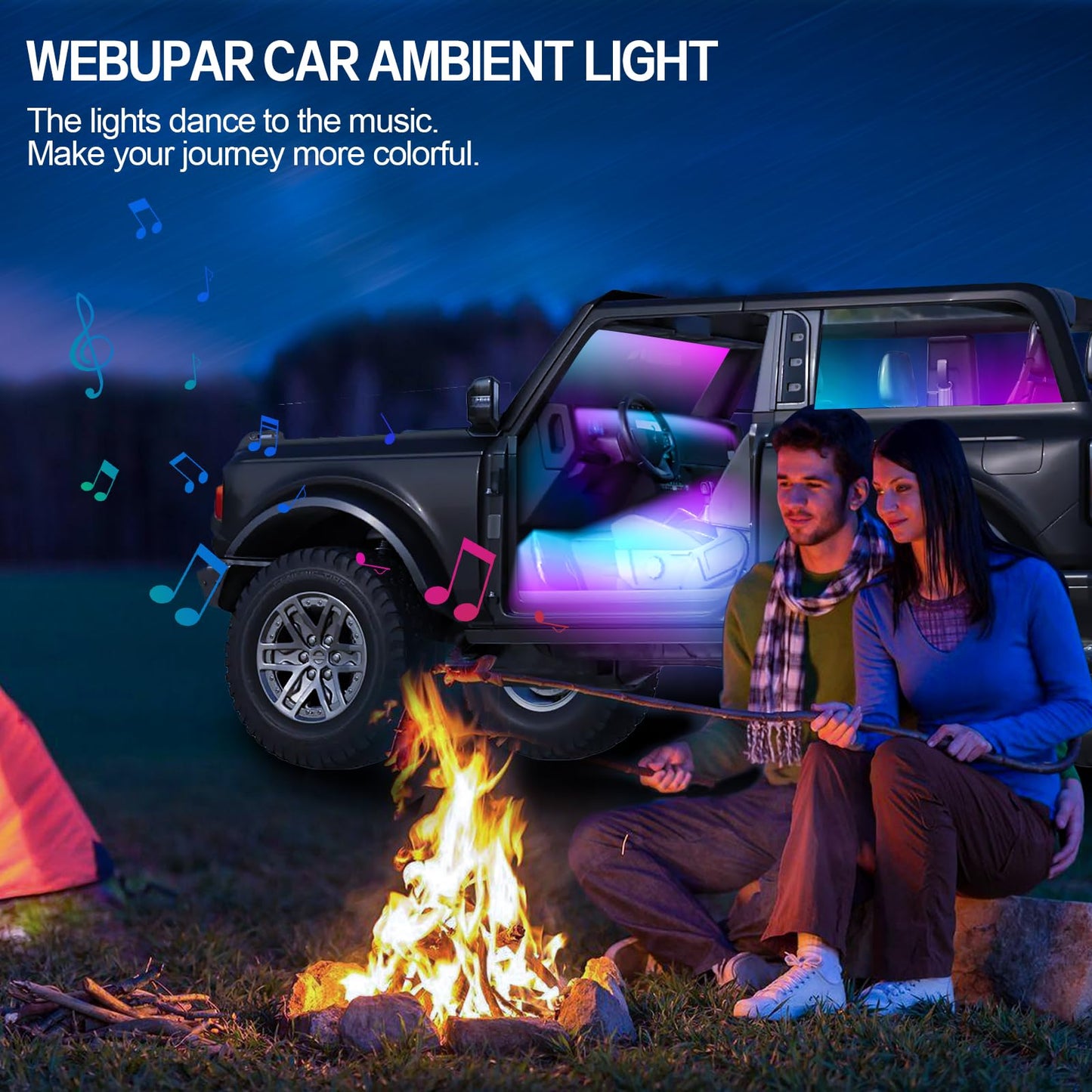 Dreamcolor Acrylic Interior Car Light 10 in 1 Automotive Ambient Light Kits with APP Control 16 Million Color 175 inches Fiber Optic Car LED Strip Light, RGB Music Sync Neon Light Kits