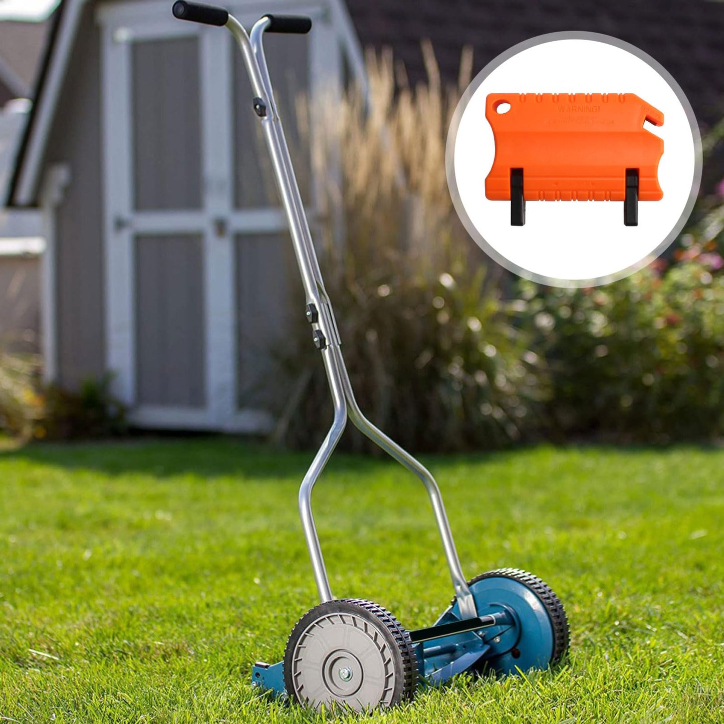 Niahm Manual Reel Mower Blade Sharpener for Push Mower, Reel Blade Sharpener for Reel Mower, Orange