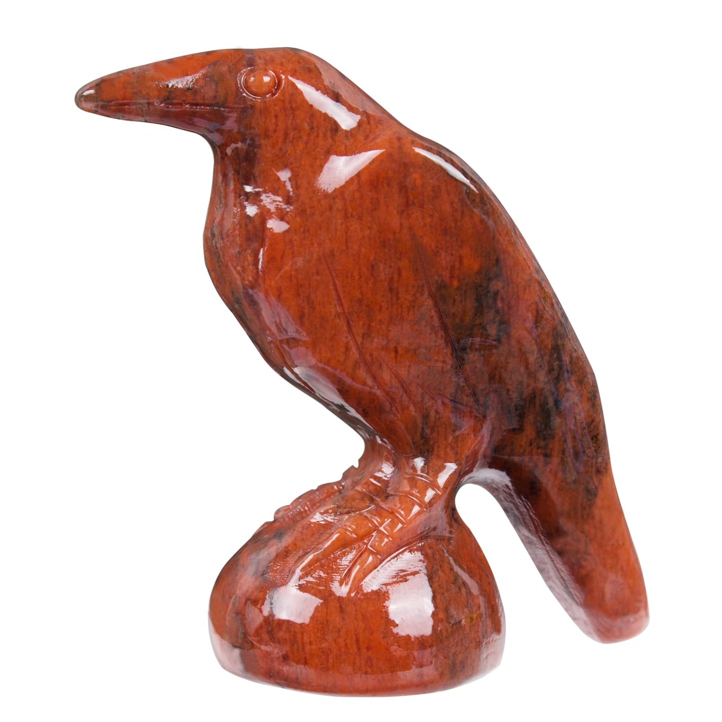 QLRSUXN Natural Red Sesame Stone Raven Figurines, 2 Inch Healing Crystal Animal Statues, Lucky Guardian Pocket Crow Figurines as Women’s Gifts, Raven Statues for Office Home Decor and Ornament.