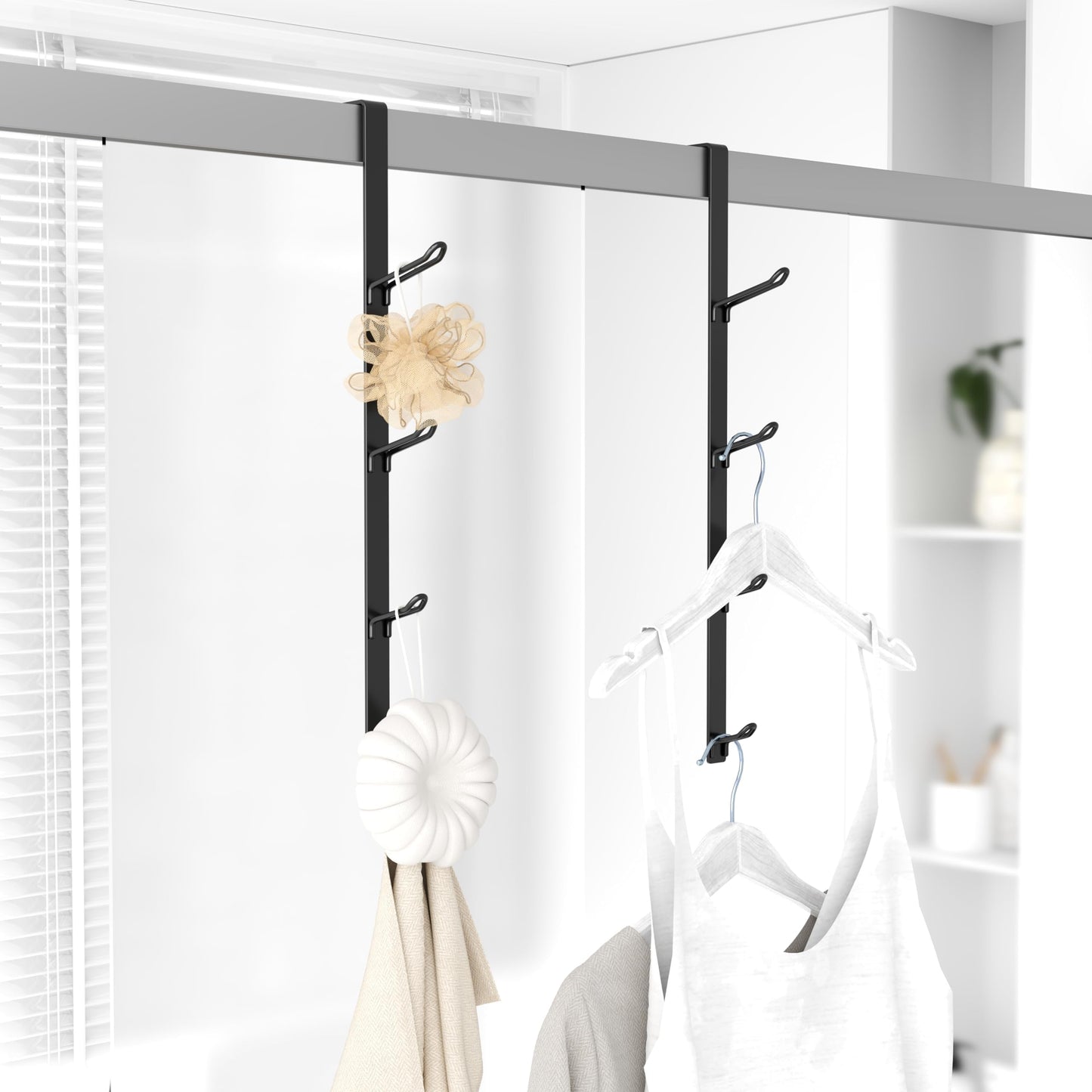 niffgaff Heavy Duty Over The Door Hooks, Space-Saving Vertical Door Hanger for Towels, Coats, and Accessories – 2 PCS, Matte Black