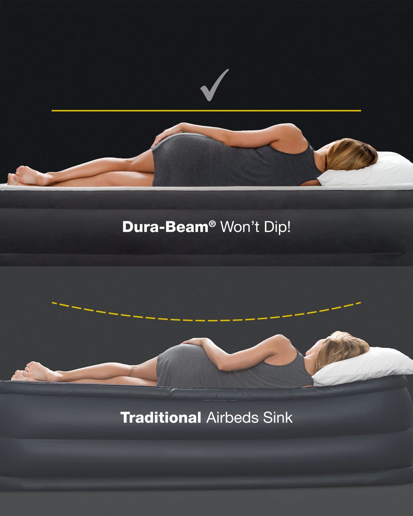 Intex 64758E Dura-Beam Standard Downy Air Mattress: Fiber-Tech, Full Size, 10in Bed Height, 600lb Weight Capacity, Pump Sold Separately