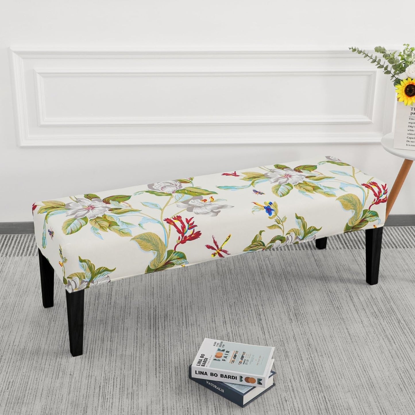 SPRINGRICO Stretch Dining Bench Cover, Removable Bench Slipcover Washable Bench Seat Protector Rectangle Bench Cover for Dining Room, Living Room, Bedroom, Kitchen (Green Garden)