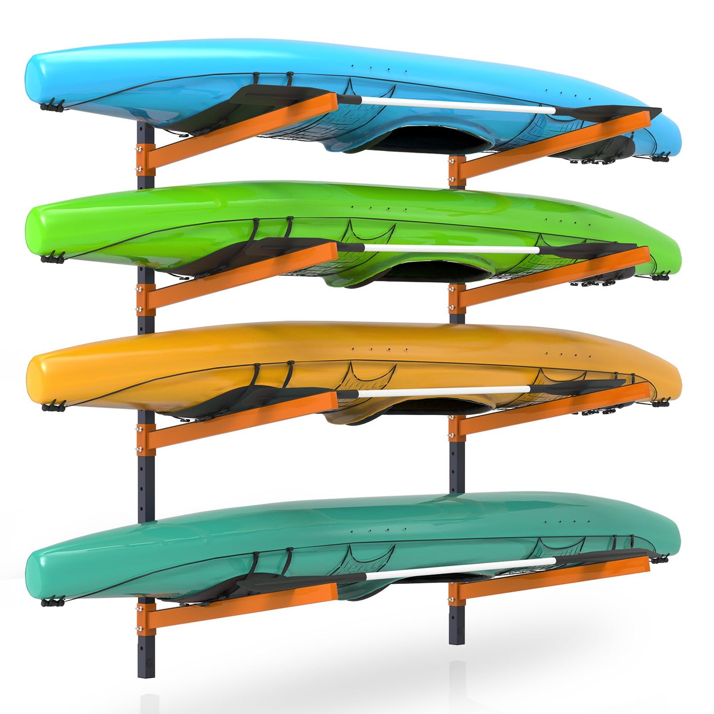 UOKRR Kayak Storage Rack, Wall Mount Kayak Racks for Indoor Outdoor Storage, Heavy Duty Adjustable Kayak Rack for Garage, Spacesaver (4 Kayaks, Wall Mount)