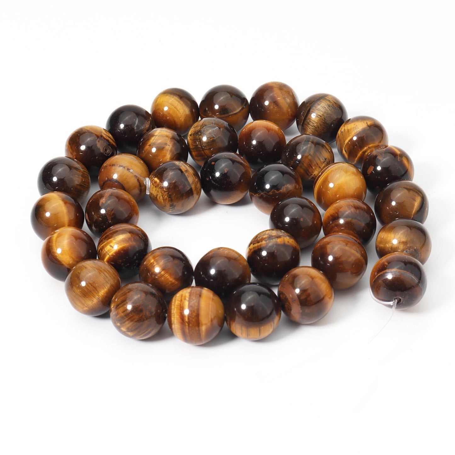 Siomia 45pcs 8mm Natural Yellow Tiger Eye Gemstone Beads Energy Healing Crystal Round Loose Stone Beads for Jewelry Making, DIY Bracelets Necklaces