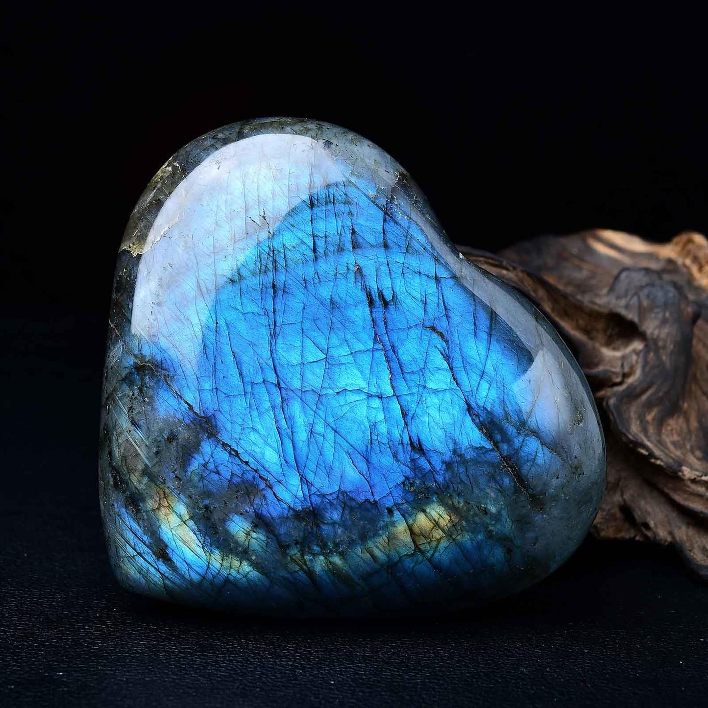 Large Heart Crystal Stones Healing Crystal Palm Polished Love Shaped Gemstones Blue Labradorite Heart Rock Meditation Gift 1.3-1.7Pounds