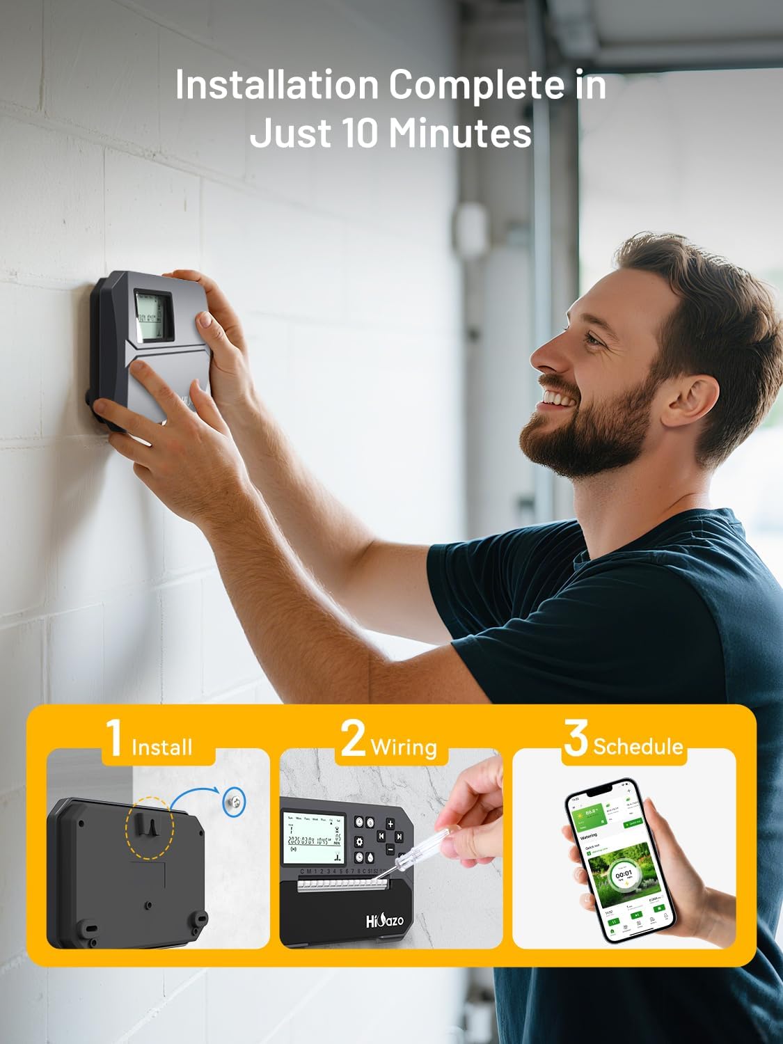 HiOazo Smart Sprinkler Controller WiFi, 8 Zone Irrigation Controller Indoor with Automatic Weather-Based Watering (2025 New Version)