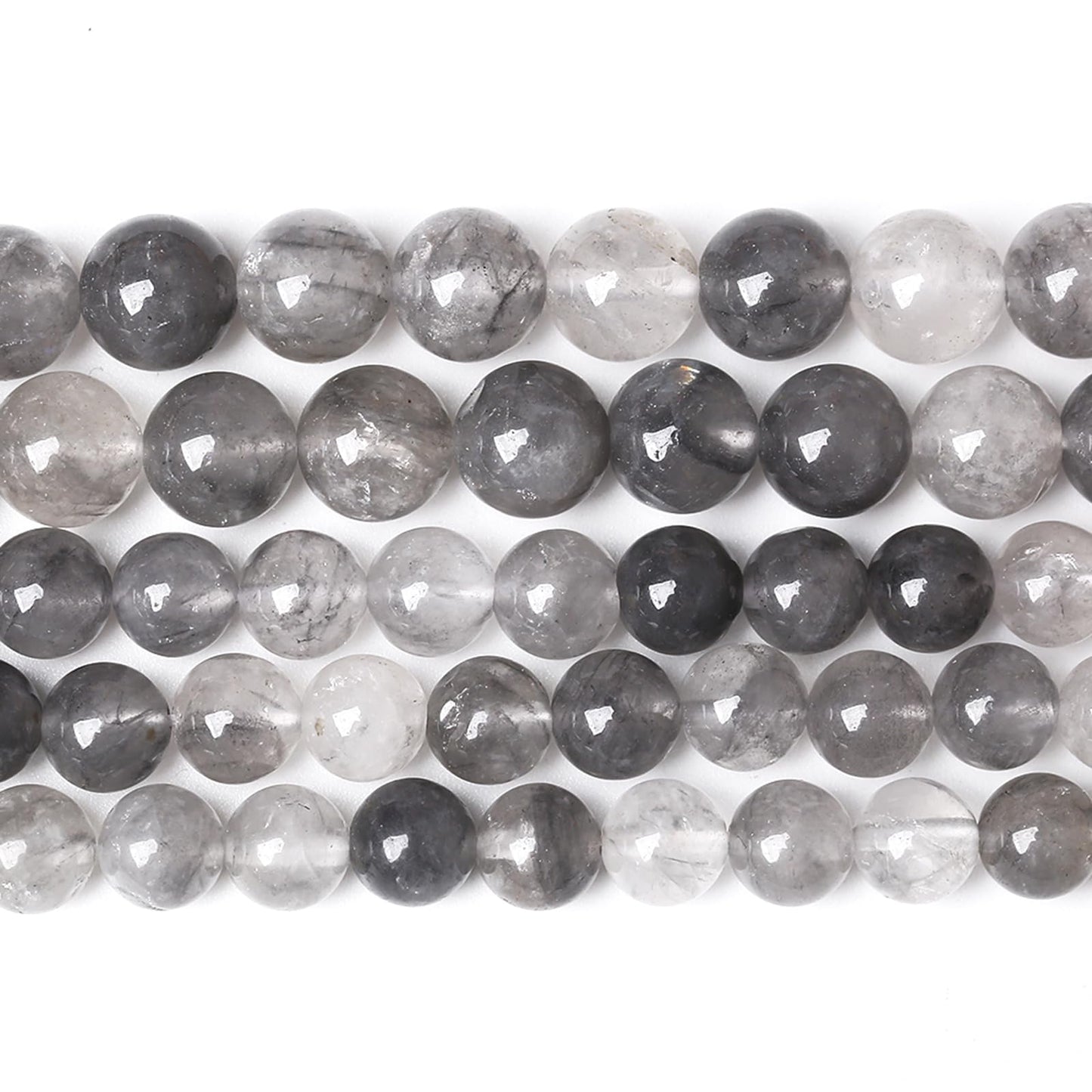 45pcs 8mm Natural Grey Cloud Crystal Stone Beads for Jewelry Making Energy Healing Power Stone Beads DIY Bracelet Necklace Accessories 15"(8mm, Grey Cloud Crystal)