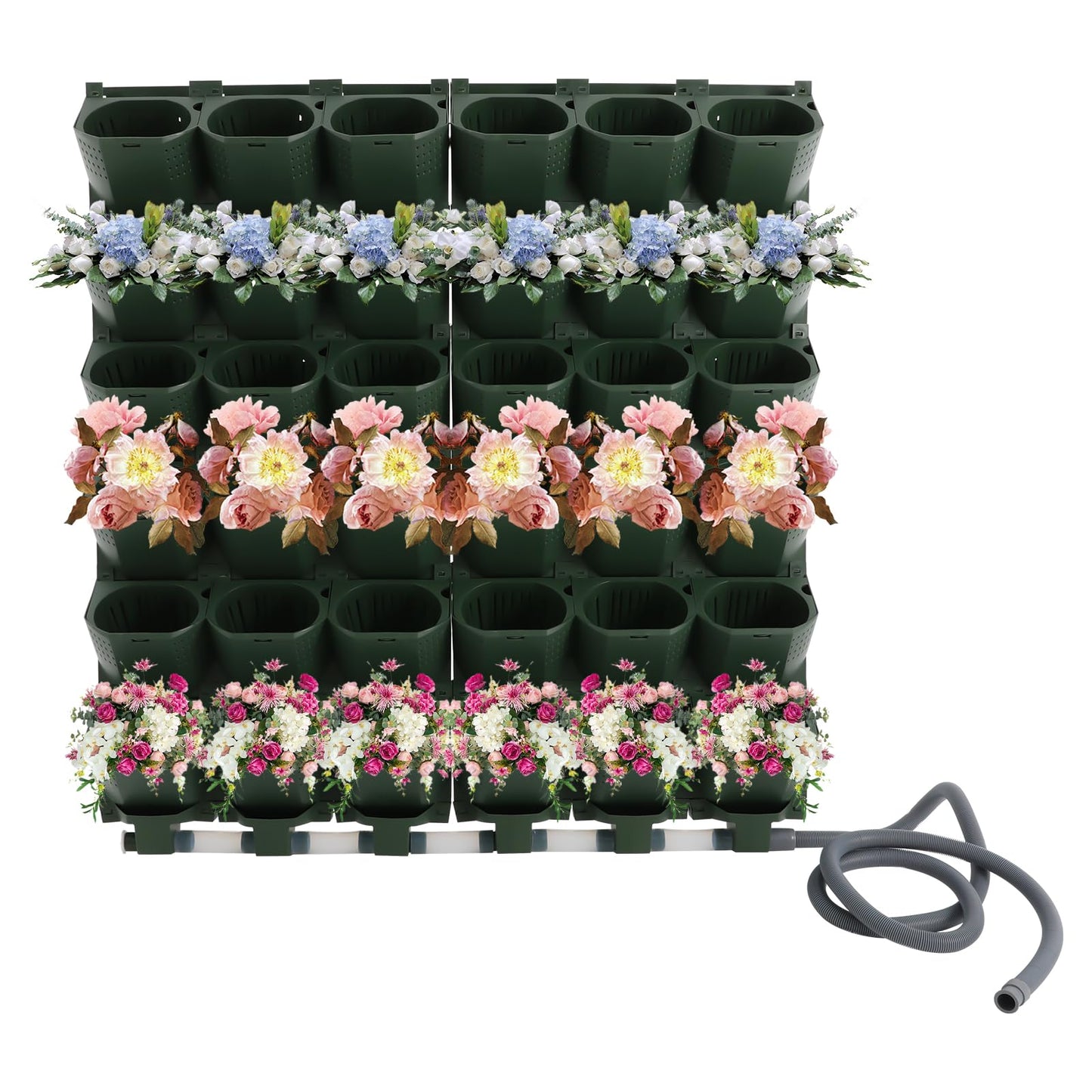 SODONAD Self-Watering Wall Mounted Vertical Planter, 36 Pots Wall Planter with Timer, Garden Plant Hanging Pocket Holder for Herbs Vegetables Fruits Flowers, Smart Watering System