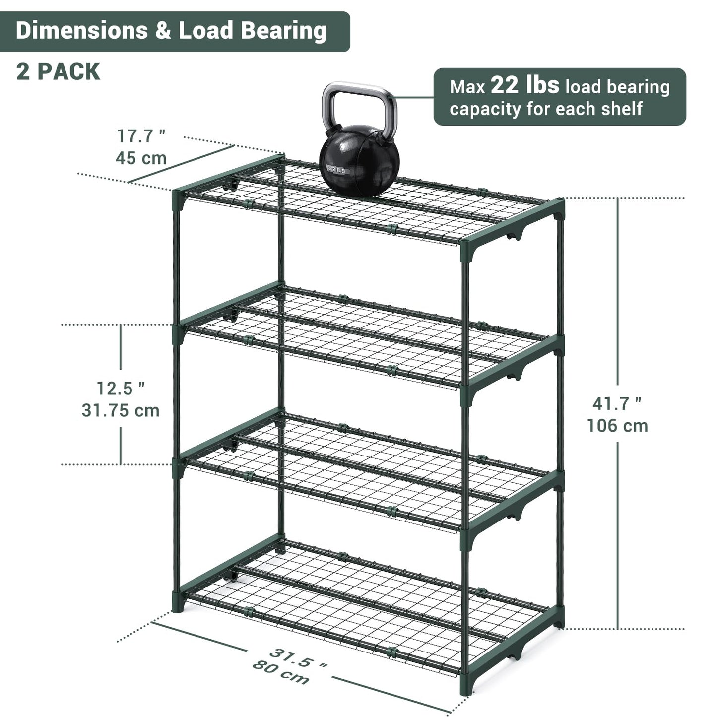 Ohuhu Plant Greenhouse Shelves 4 Tier 2 Pack Extra-Wide Stable Green House Shelving for Outdoor, 31x18x42 Inch Portable Rustproof Metal Shelf Plant Stand Rack Greenhouse Accessories