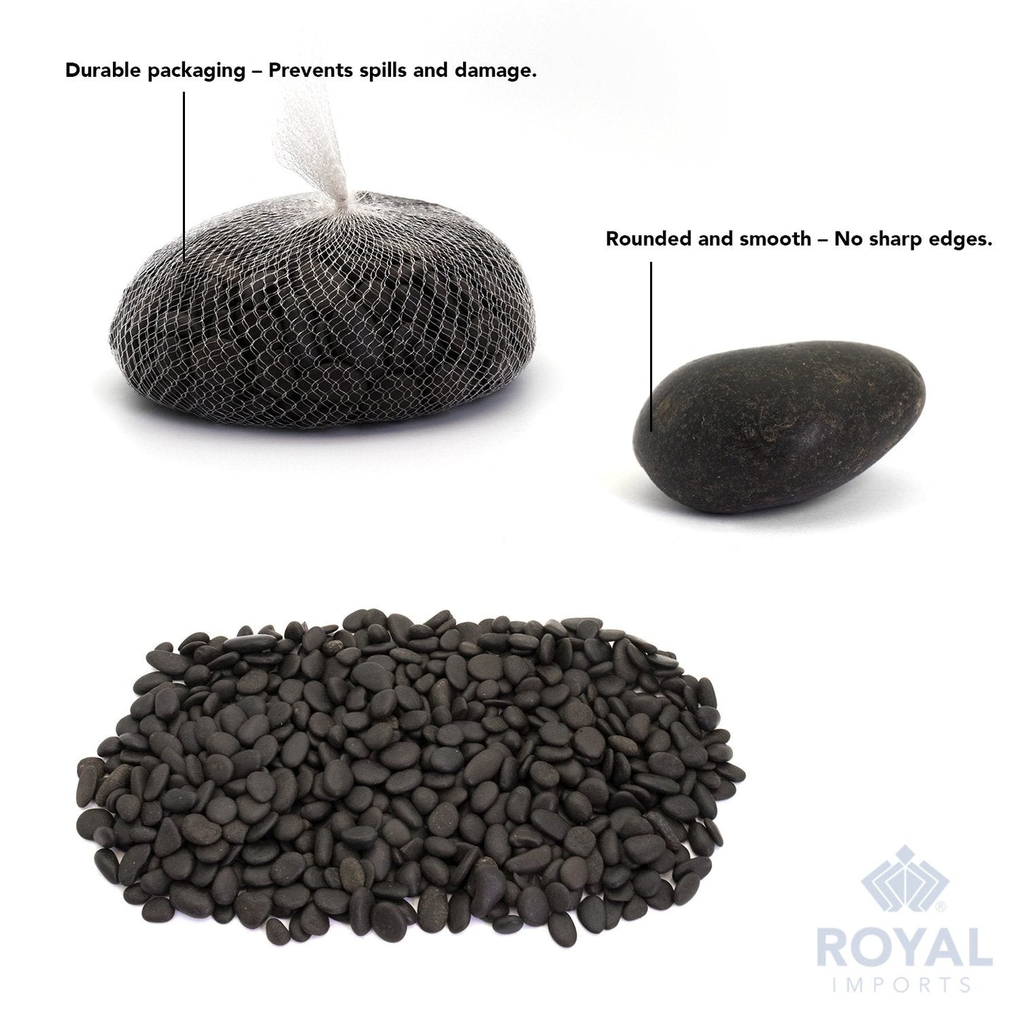River Rocks Decorative Ornamental Vase Filler 1"-1.5" Black Aquarium Gravel 5 lbs - Landscaping Pebbles for Indoor Plants, Fish Tank Gravel, Terrarium& Home Decor, DIY & Crafting – Royal Imports