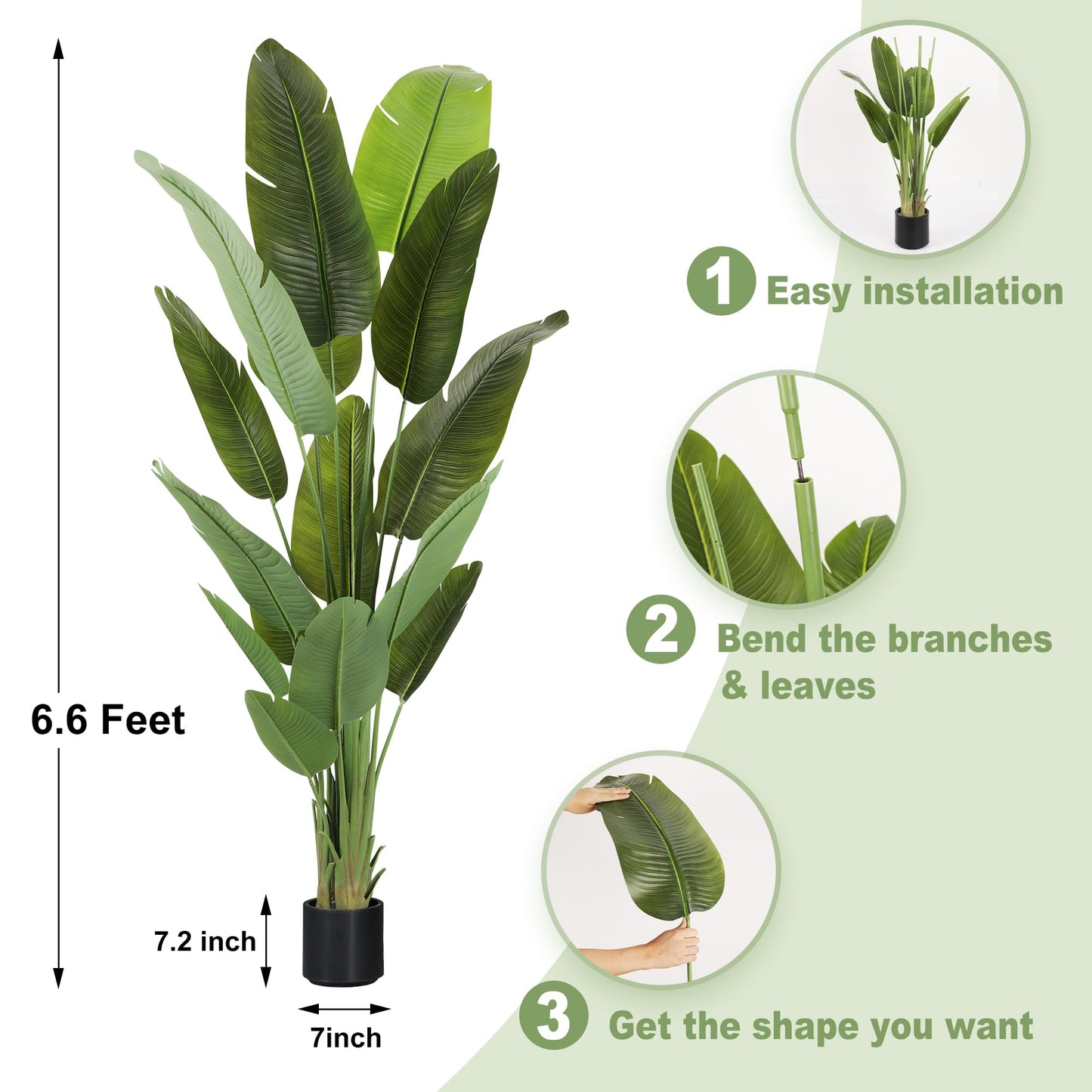 ProDeco Artificial Tree 6.6Ft Silk Bird of Paradise Large Big Fake Potted Plants Tall Faux Silk Floor Plants for Home Living Room Bedroom Office Decor Indoor Outdoor…