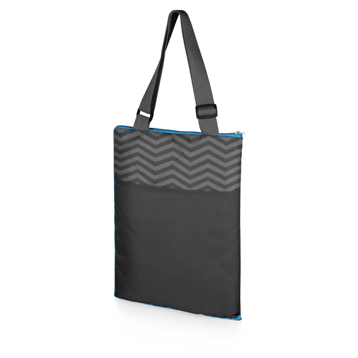 Vista Outdoor Picnic Blanket & Tote, (Waves Collection - Gray with Vista Blue Accents)