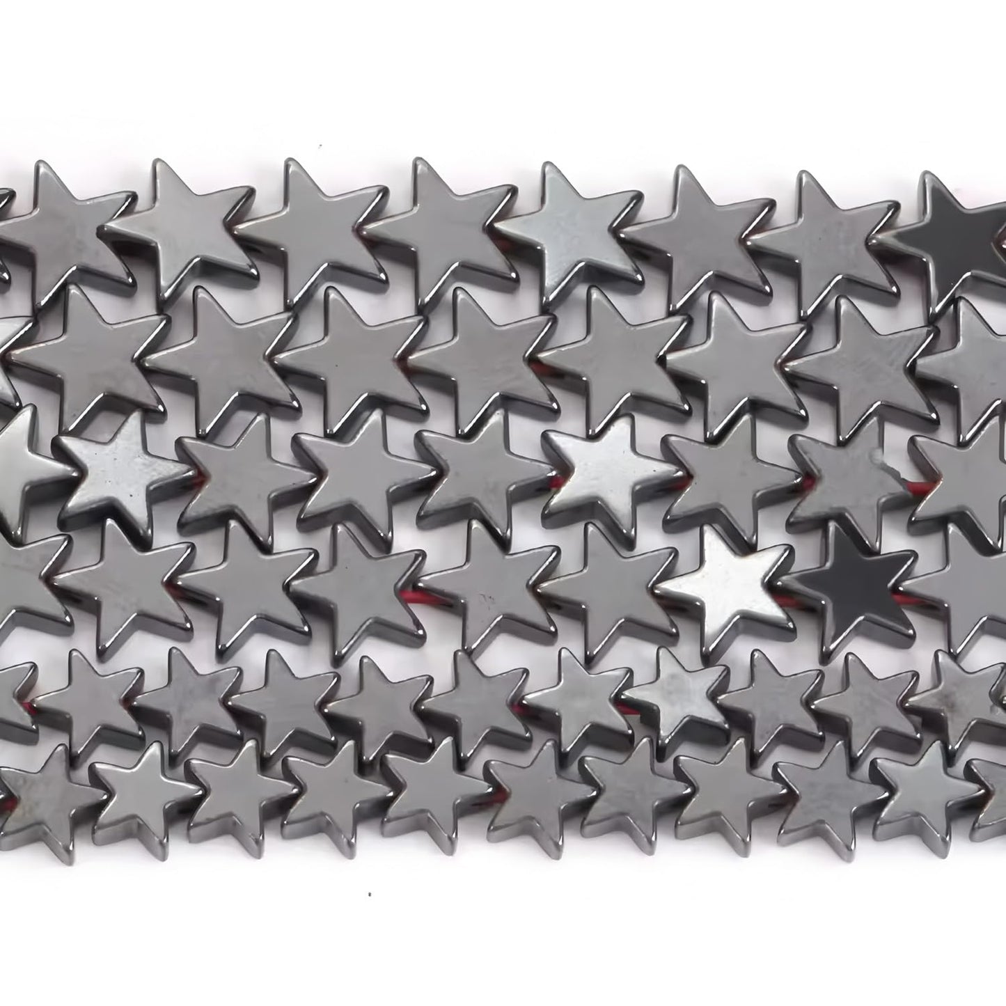 HAAMIIQII 90pcs 6mm Natural Black Hematite Loose Gemstone Beads Star Shape Spacer Stone Beads for Jewelry Making DIY Bracelets Necklaces Crafting