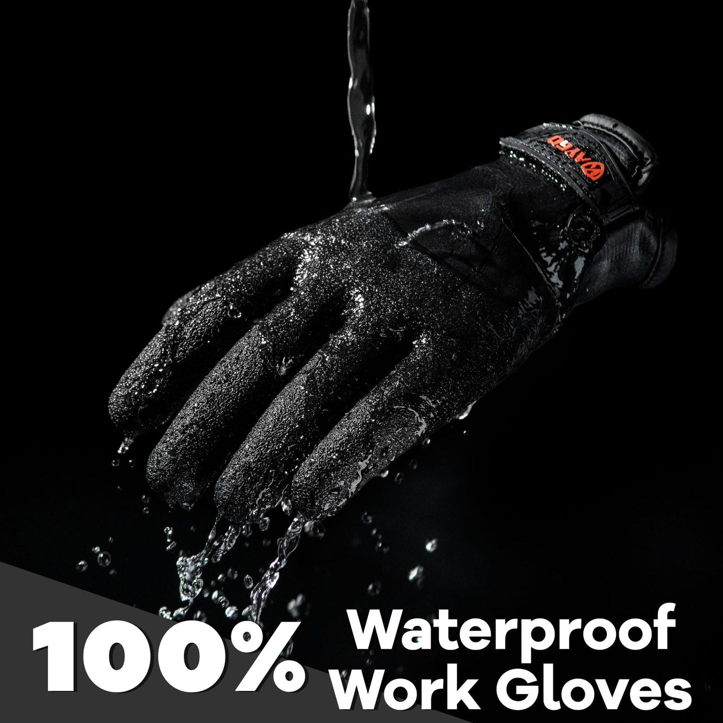 KAYGO Winter Waterproof Thermal Work Gloves for Men and Women, Full Hand Latex Coated, Acrylic Insulated Liner for Freezer Cold Weather, Fine Crinkle Grip,KG140W,Black,L