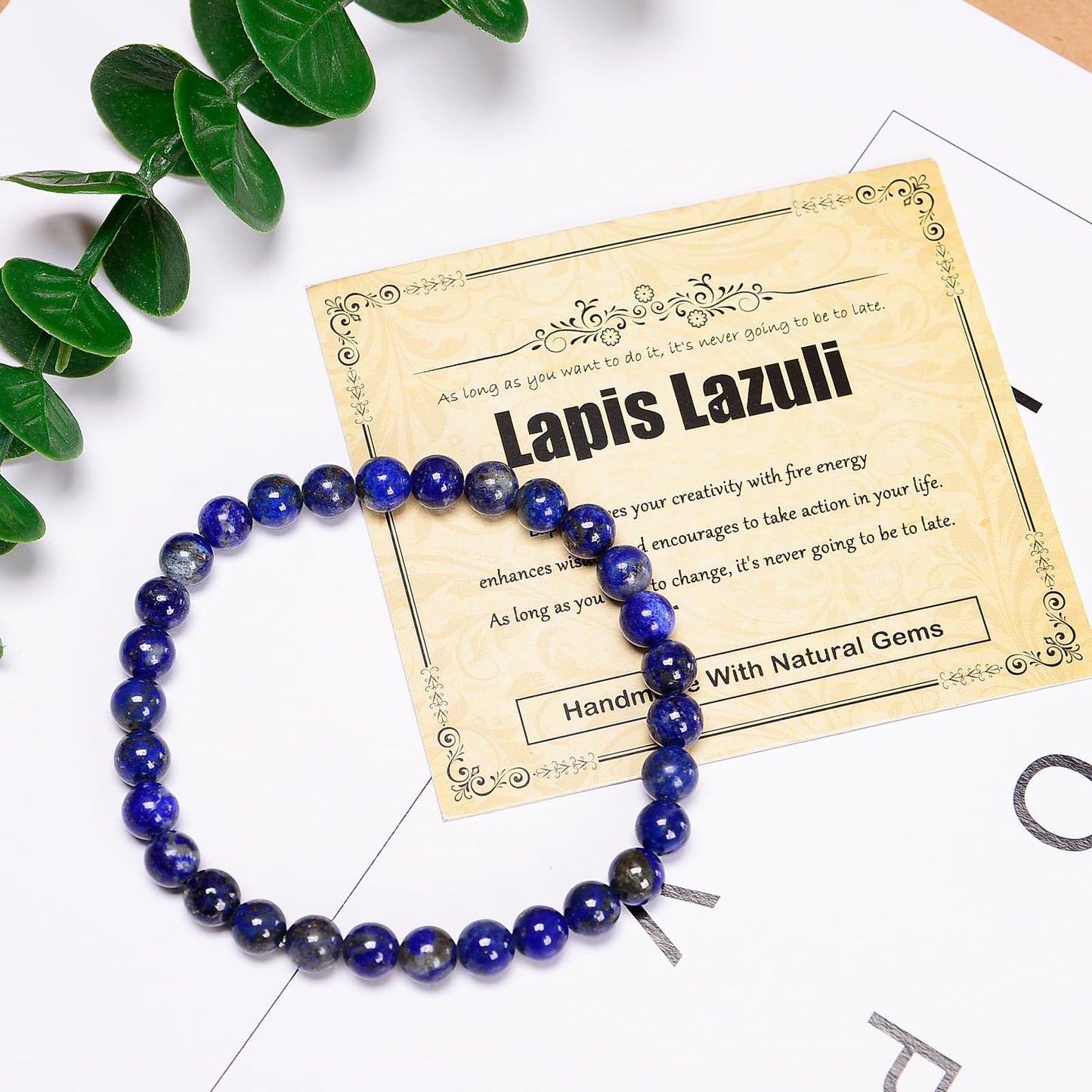 CHCCOYE 6mm Natural Healing Gemstone Bracelet Handmade Yoga Stretch Elastic Bracelet Stress Relief Crystal Jewelry for Men and Women (6mm Lapis Lazuli)