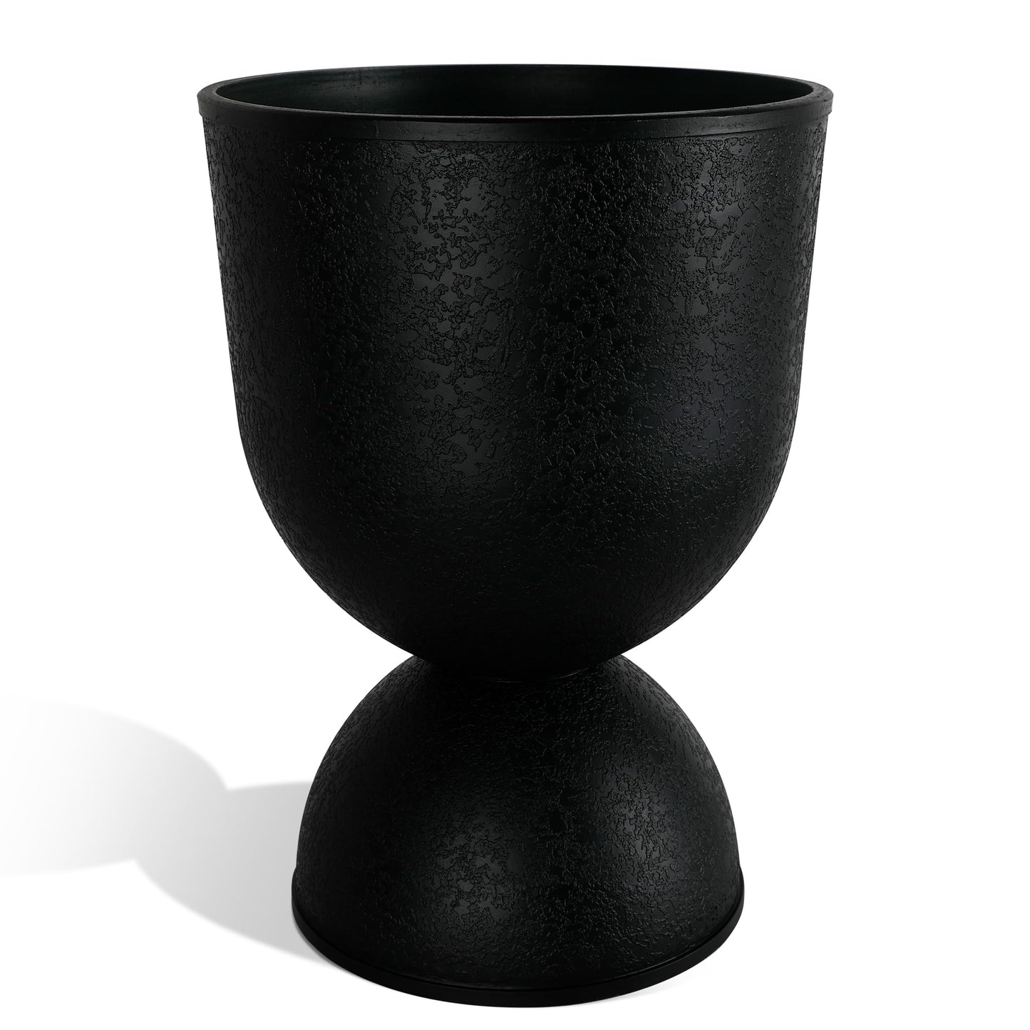 KOL Planters Flower Pots, Large Plastic Urn Planters for Indoor Outdoor Plants, Black Pedestal Planter Pots, 23 Inch Tall Decorative Planters with Drainage Holes & Plugs for Patio Garden, 1 Pack