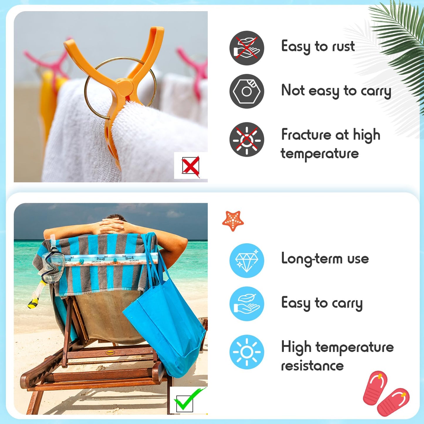 Boao 8 Pcs Large Towel Bands for Beach Chairs 15.75" x 1.97" Cruise Chairs Towel Bands Elastic Windproof Lounge Clips Strap Holder for Summer Pool Hawaiian Accessories Gifts (Beach)